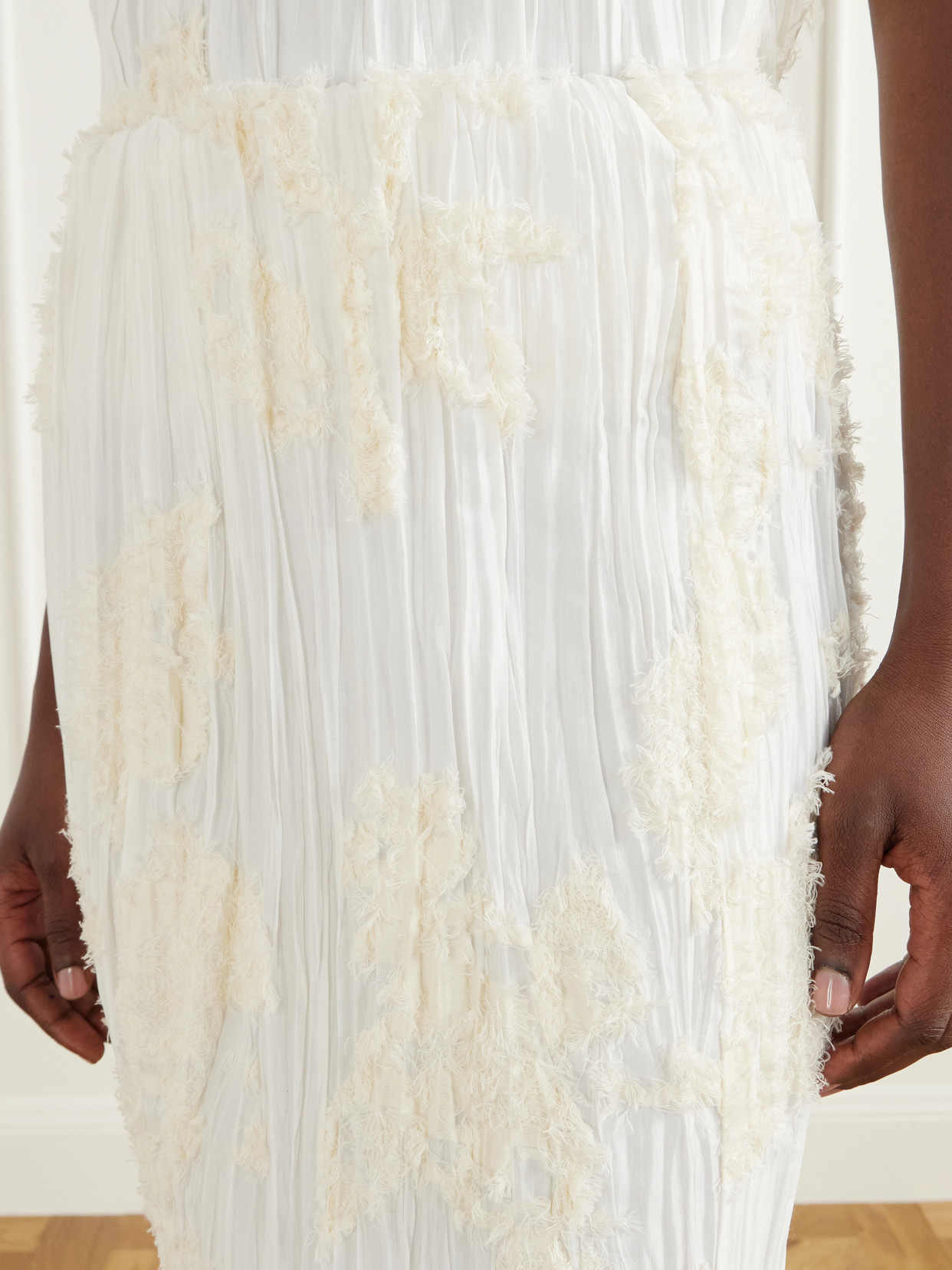 Esse Embellished Pleated Voile Cotton And Silk-Blend Midi