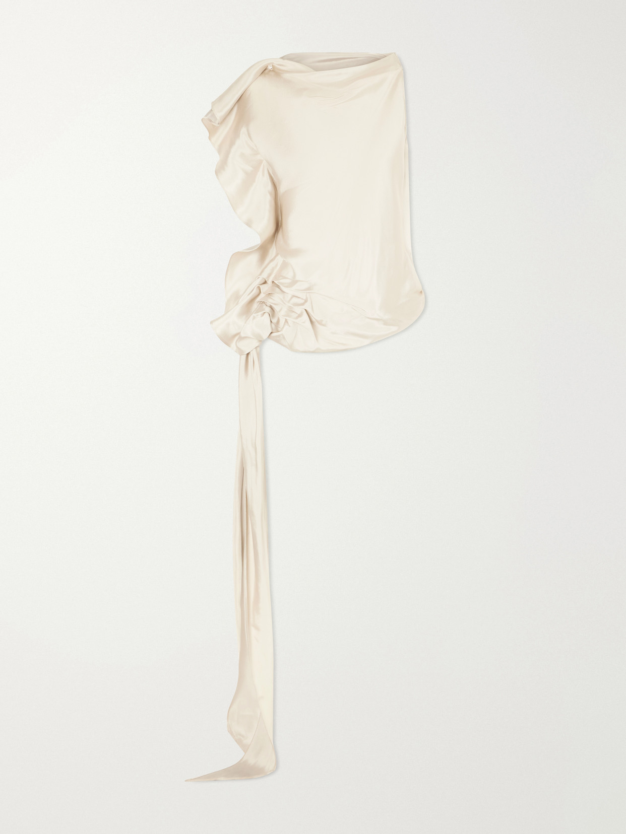 Kallmeyer Elif Asymmetric Ruched Woven Blouse In Neutral
