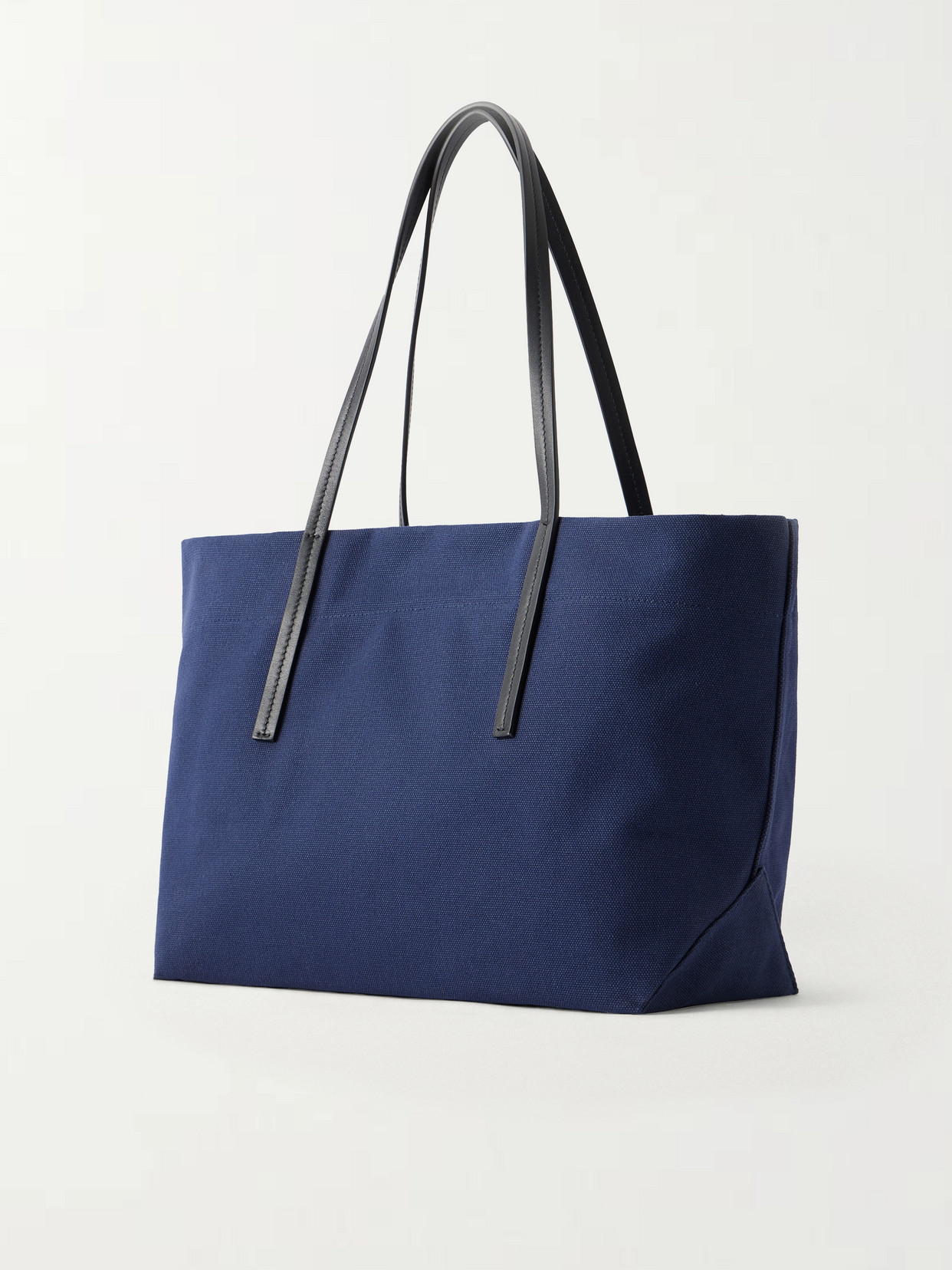 Driving Leather-Trimmed Canvas Tote