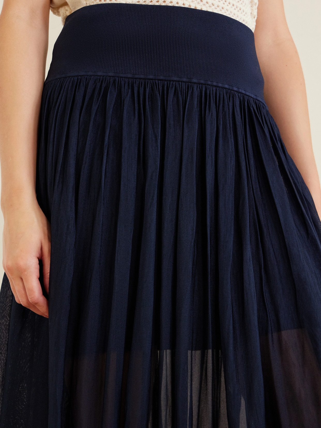 Asymmetrical Plissé Midi