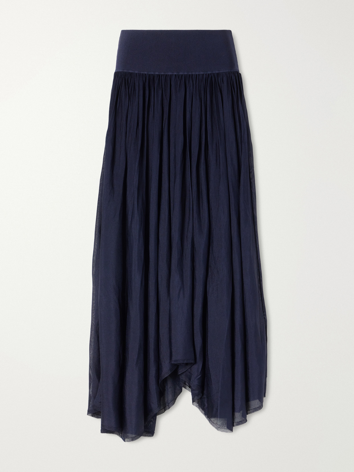 Maria Mcmanus Asymmetrical Plissé Midi Skirt In Blue