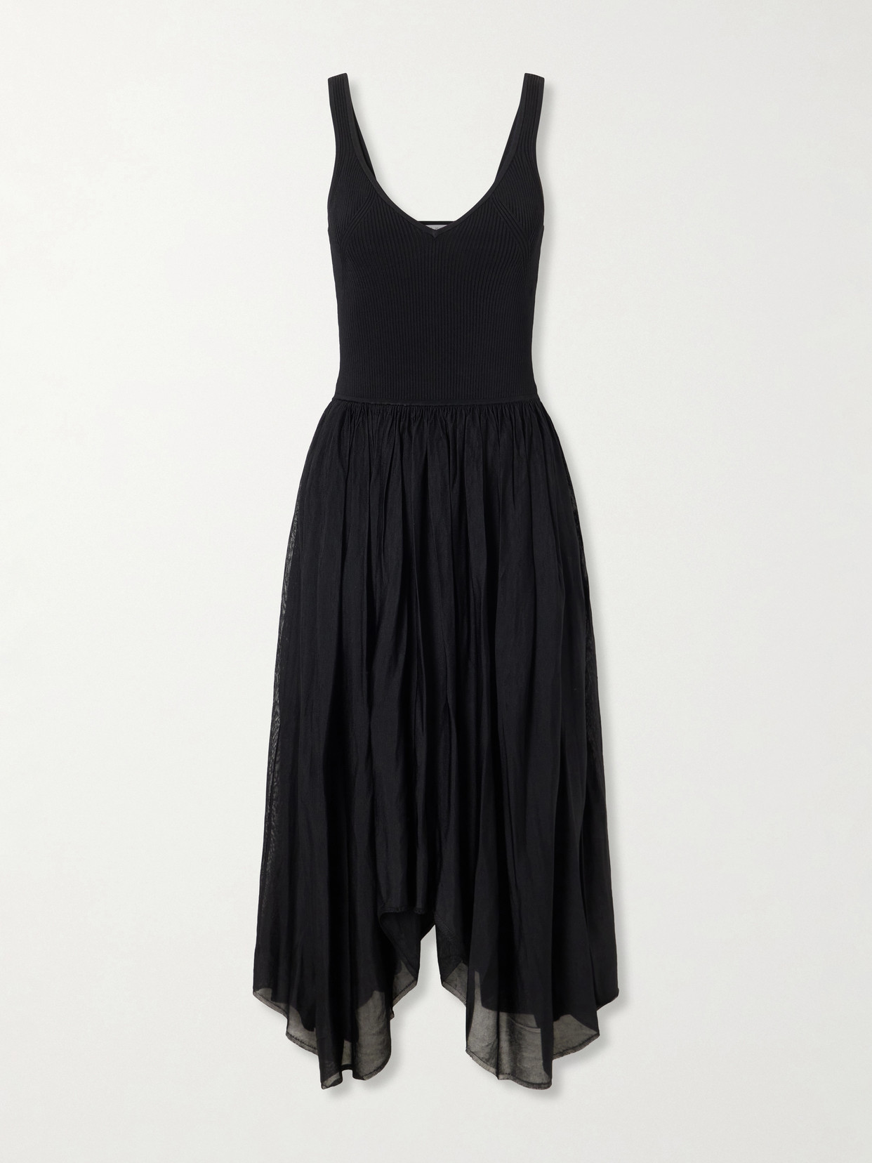 Maria Mcmanus Wave Ribbed-corset Knitted Midi Dress In Black