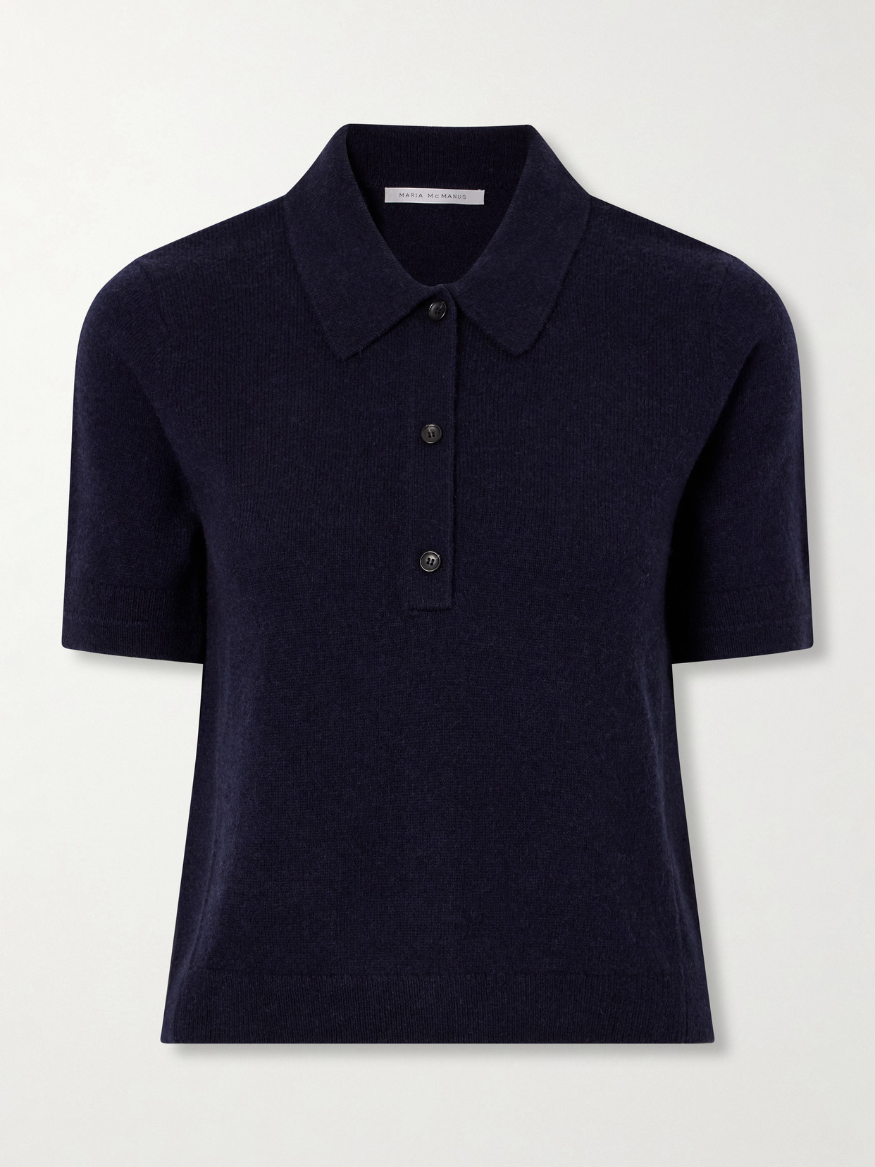 Maria Mcmanus Cashmere And Cotton-blend Polo Shirt In Blue