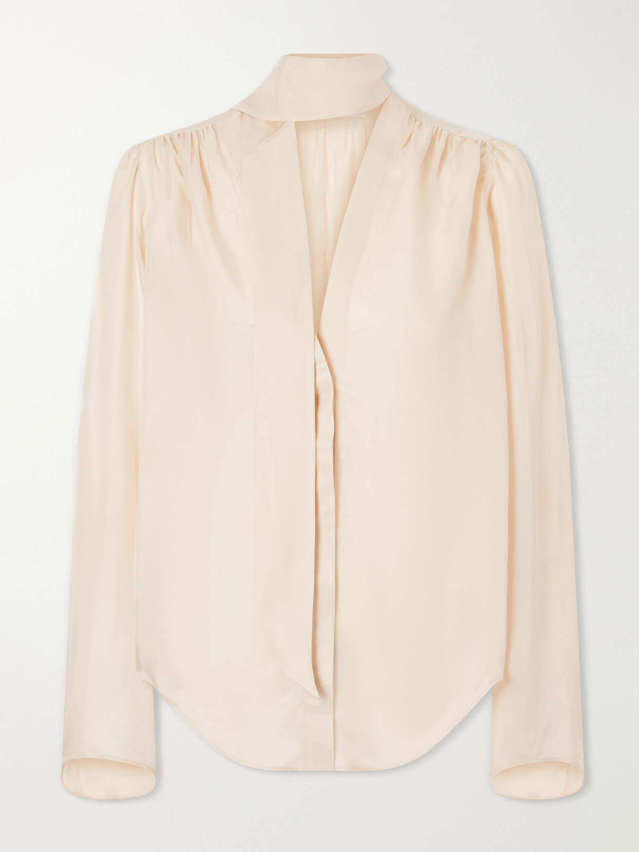 Maria Mcmanus Scarf-detailed Satin Blouse In Neutrals