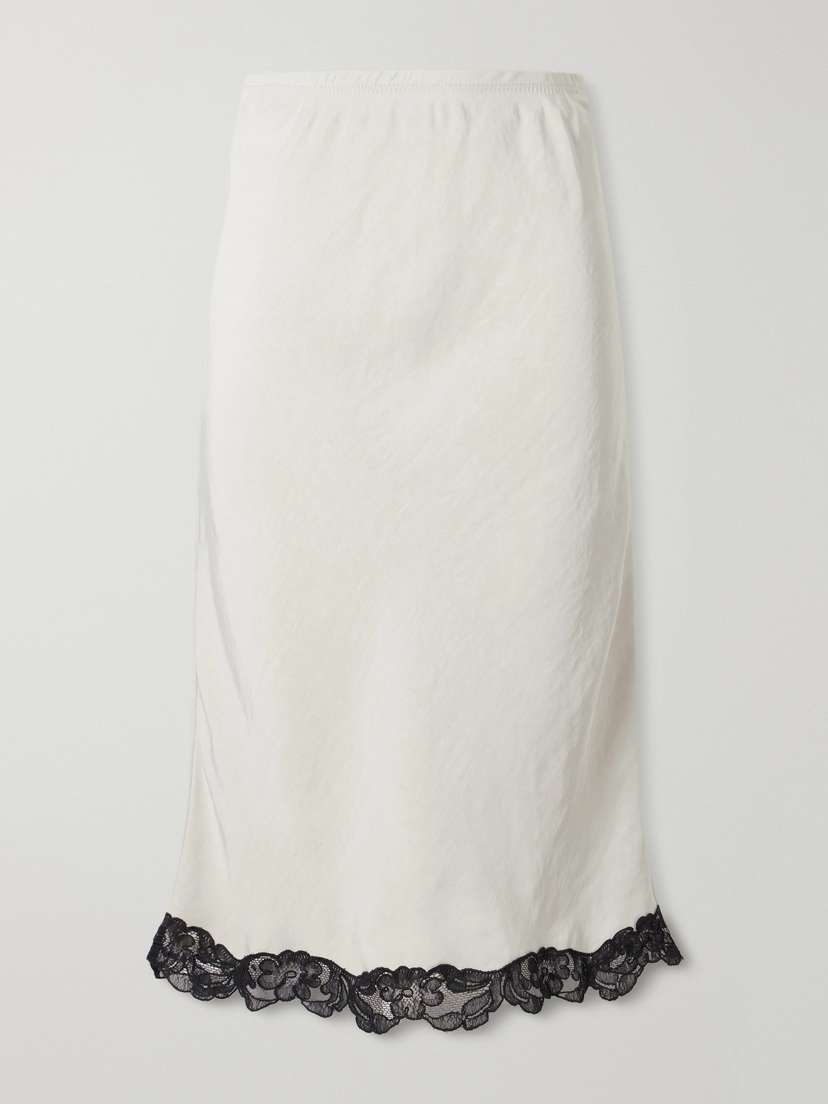 Maria McManus Lace-trimmed Satin Midi Skirt | Thumbnail 6 Maria McManus Lace-trimmed Satin Midi Skirt | Thumbnail 6