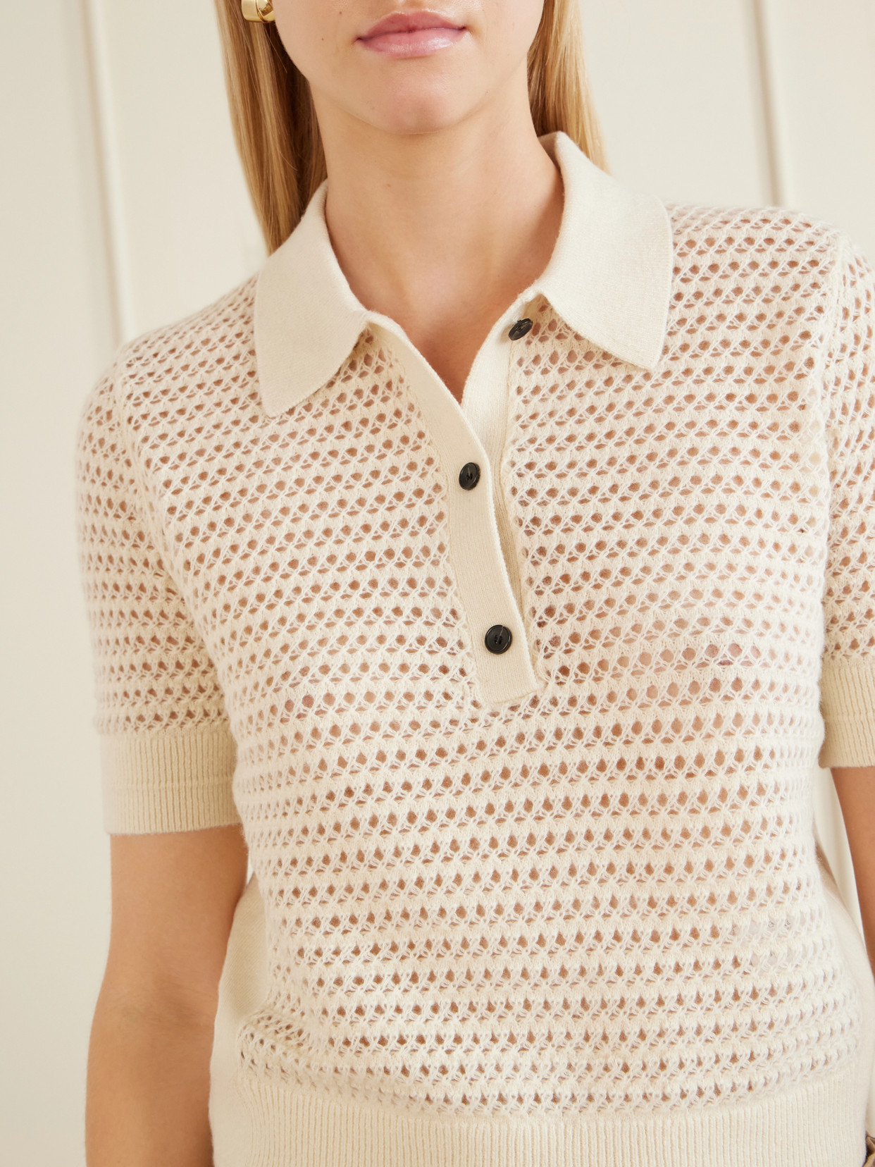 Cashmere And Cotton-Blend Crocheted Polo
