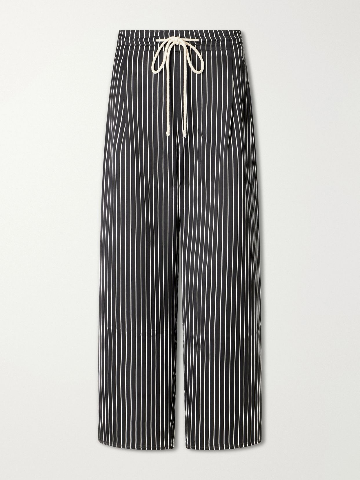 balloon drawstring habotai wide leg pants