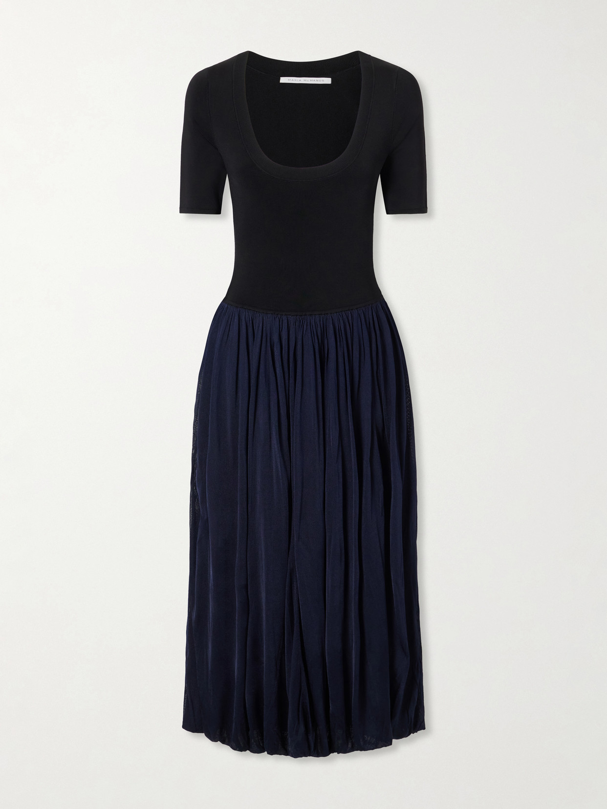 Maria Mcmanus Ribbed Woven Midi Dress In Black
