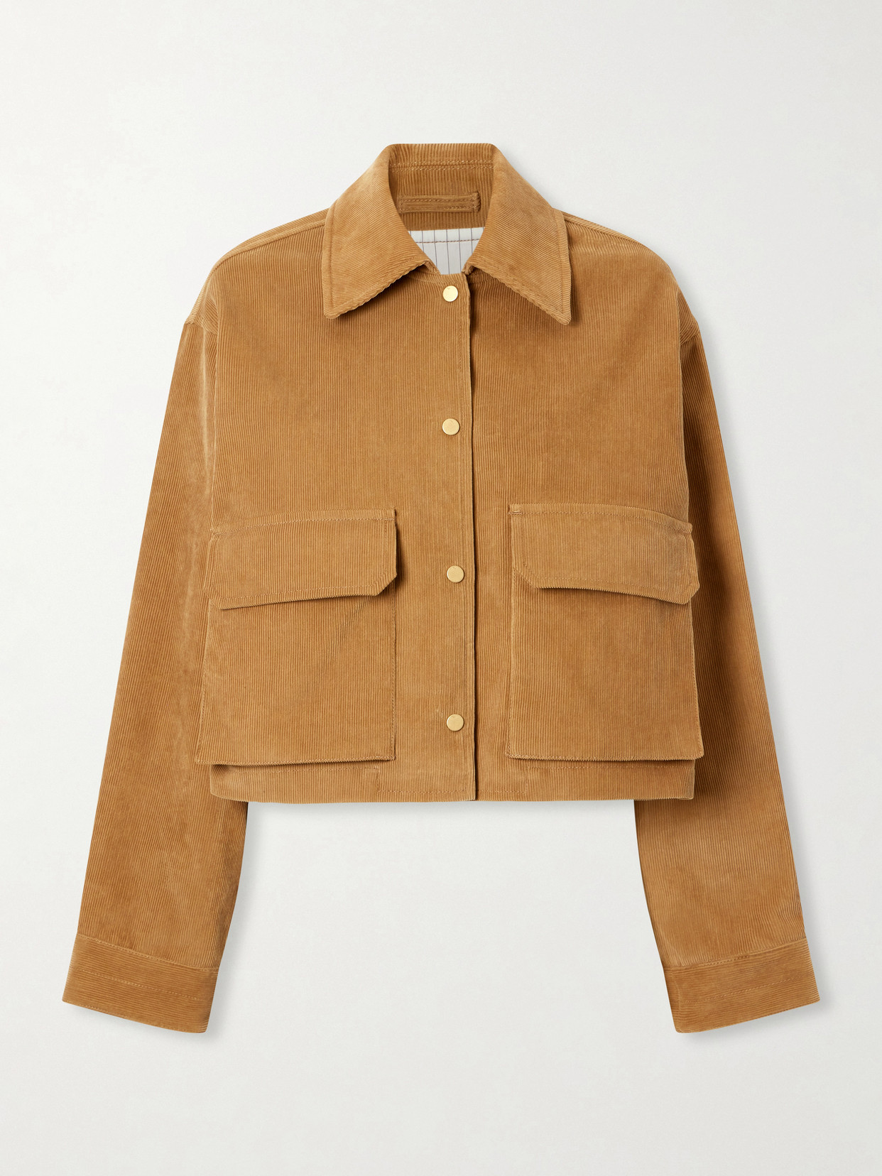 Maria Mcmanus Organic Cotton Ribbed Cropped Jacket In Brown