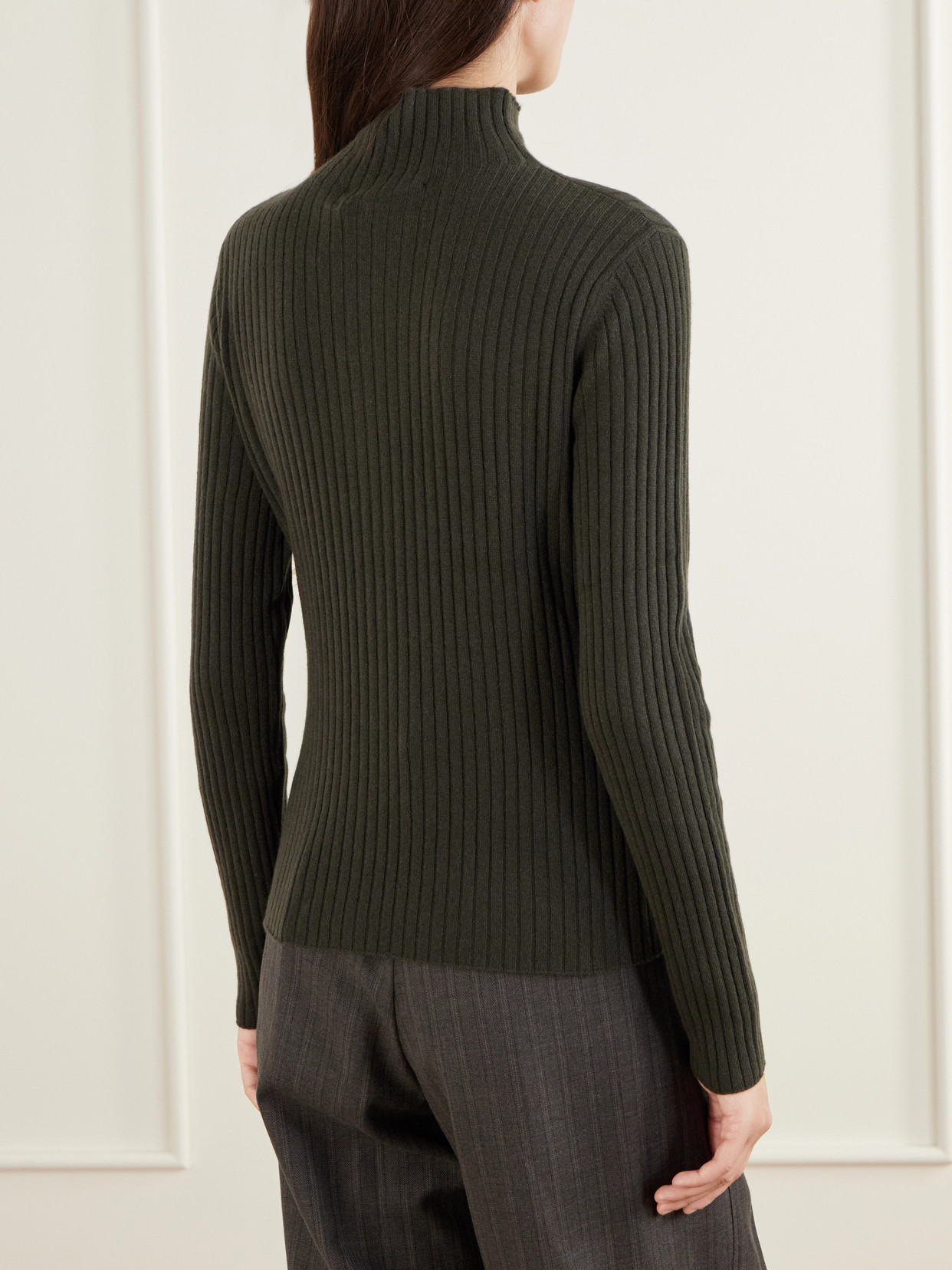Ariana Ribbed Organic Cashmere Turtleneck Sweater