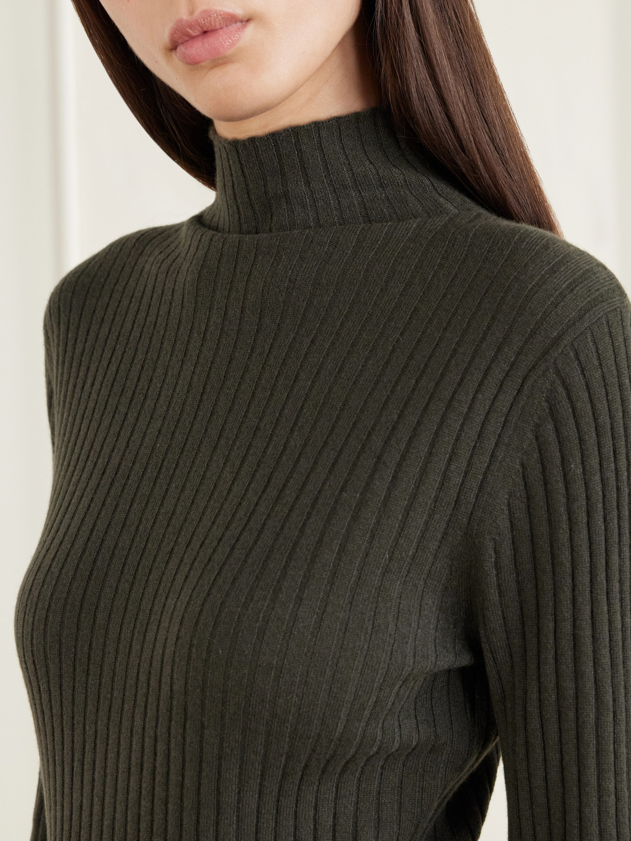 Ariana Ribbed Organic Cashmere Turtleneck Sweater