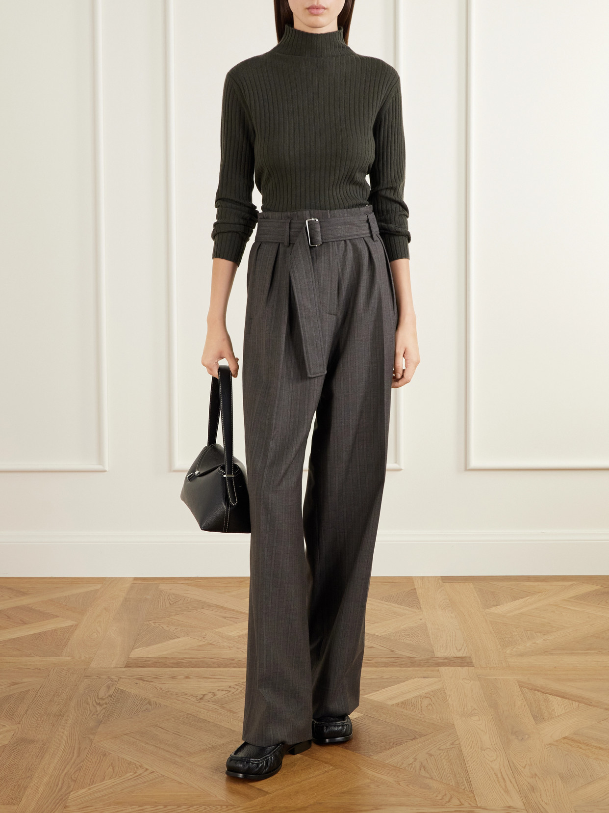 Ariana Ribbed Organic Cashmere Turtleneck Sweater