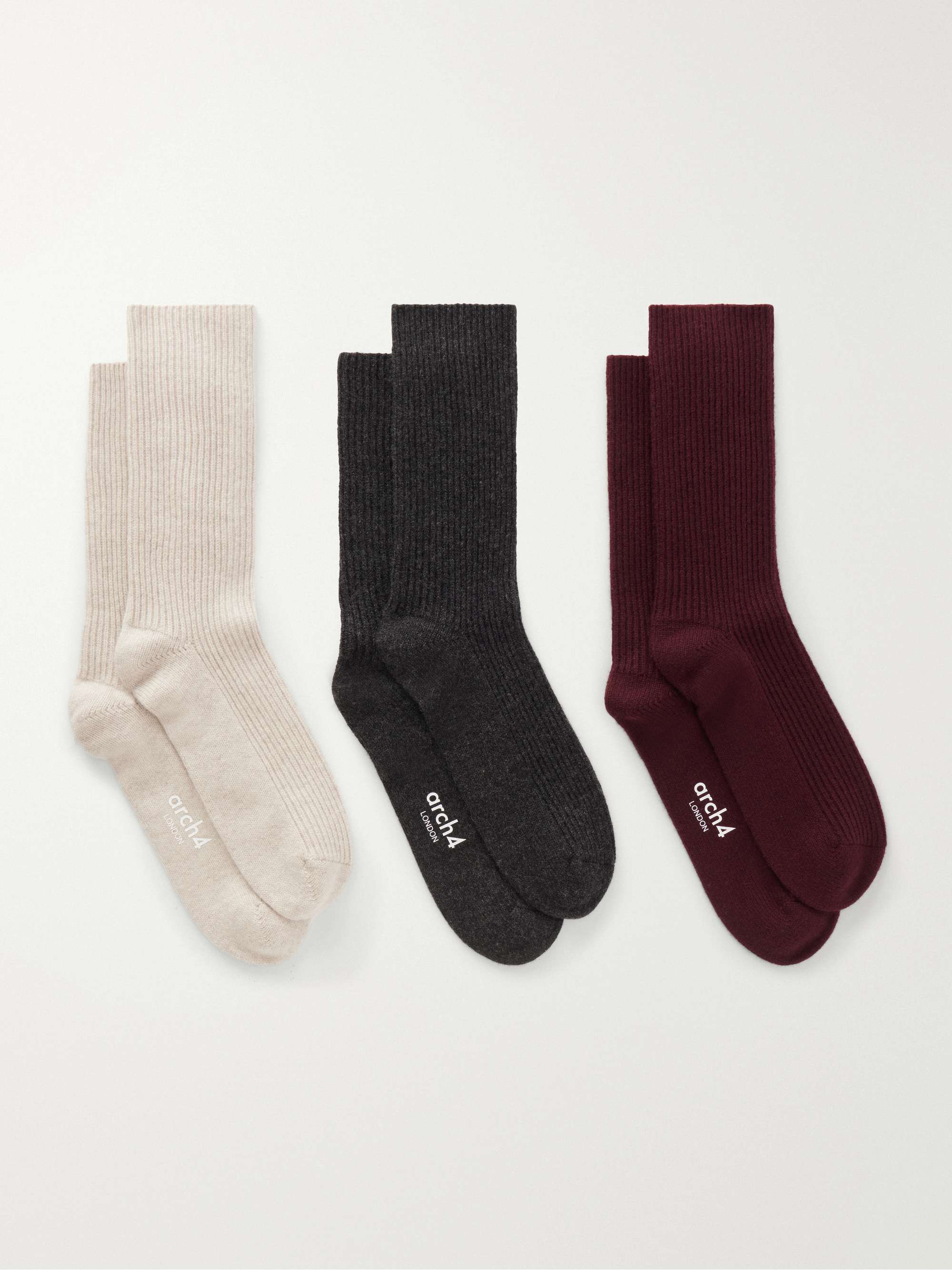 ARCH4 Lucia set of three ribbed baby goat cashmere socks