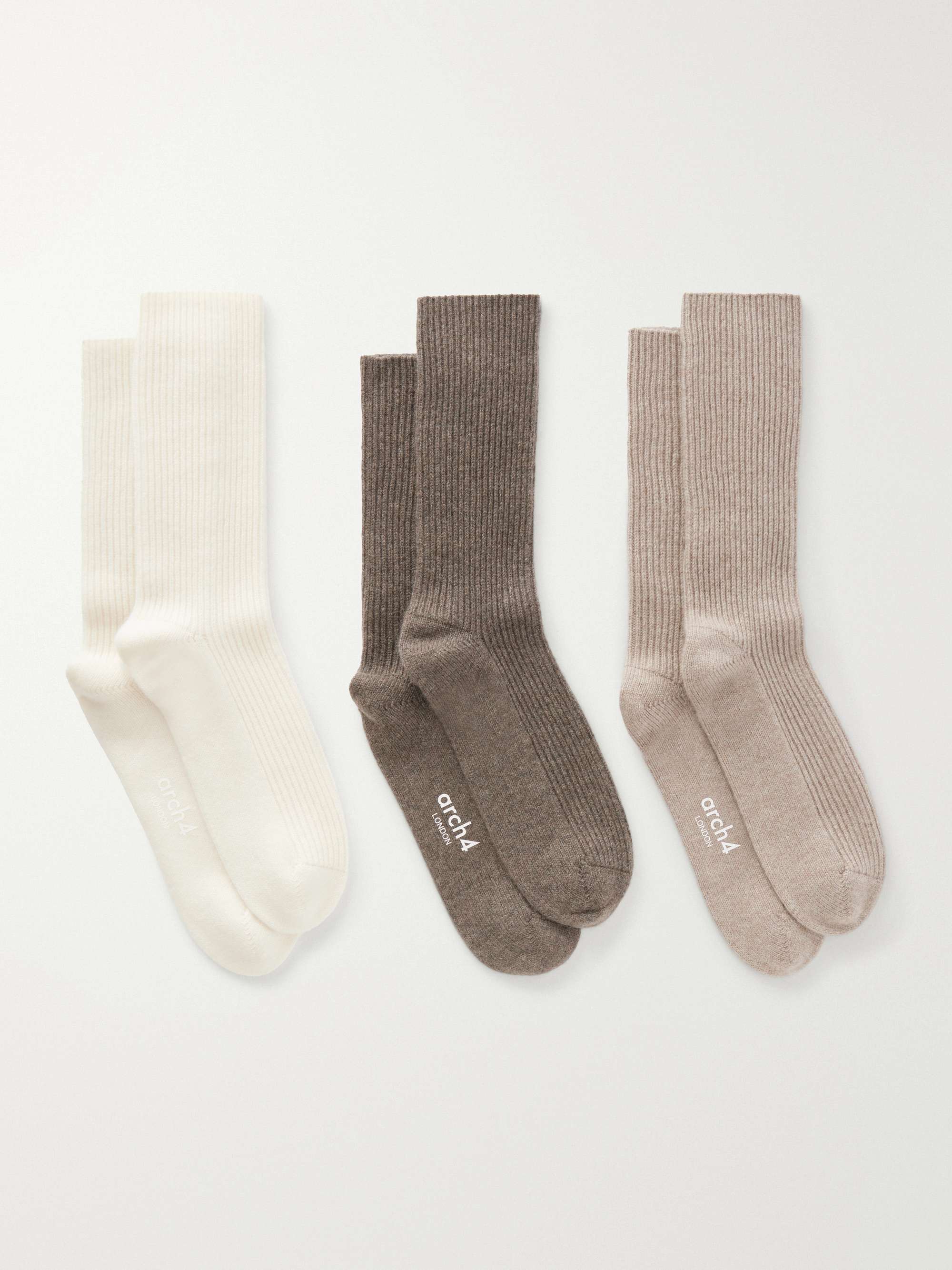ARCH4 Lucia set of three ribbed baby goat cashmere socks