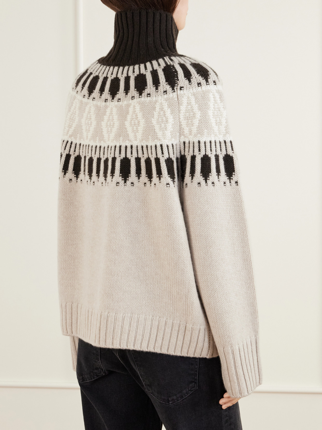 Whistler Fair Isle Intarsia-Knit Cashmere Turtleneck Sweater