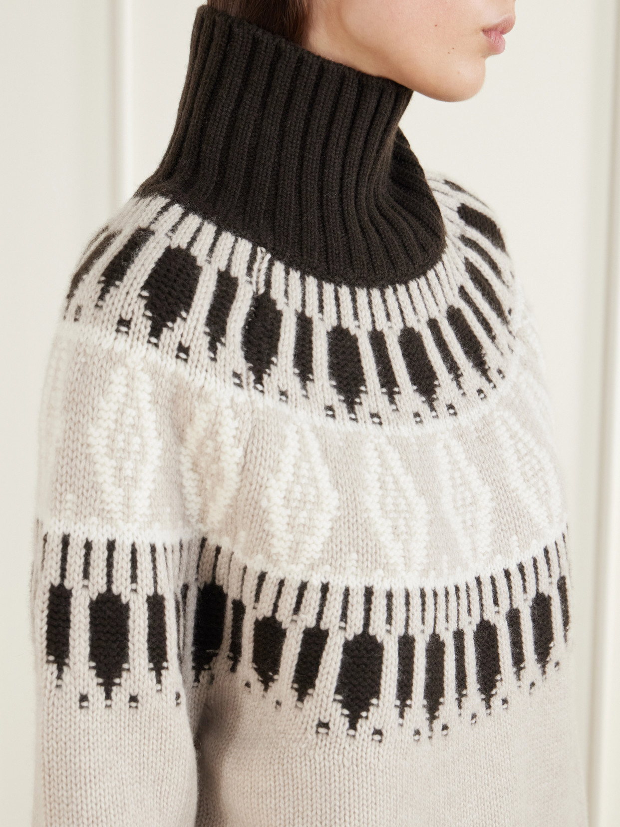 Whistler Fair Isle Intarsia-Knit Cashmere Turtleneck Sweater