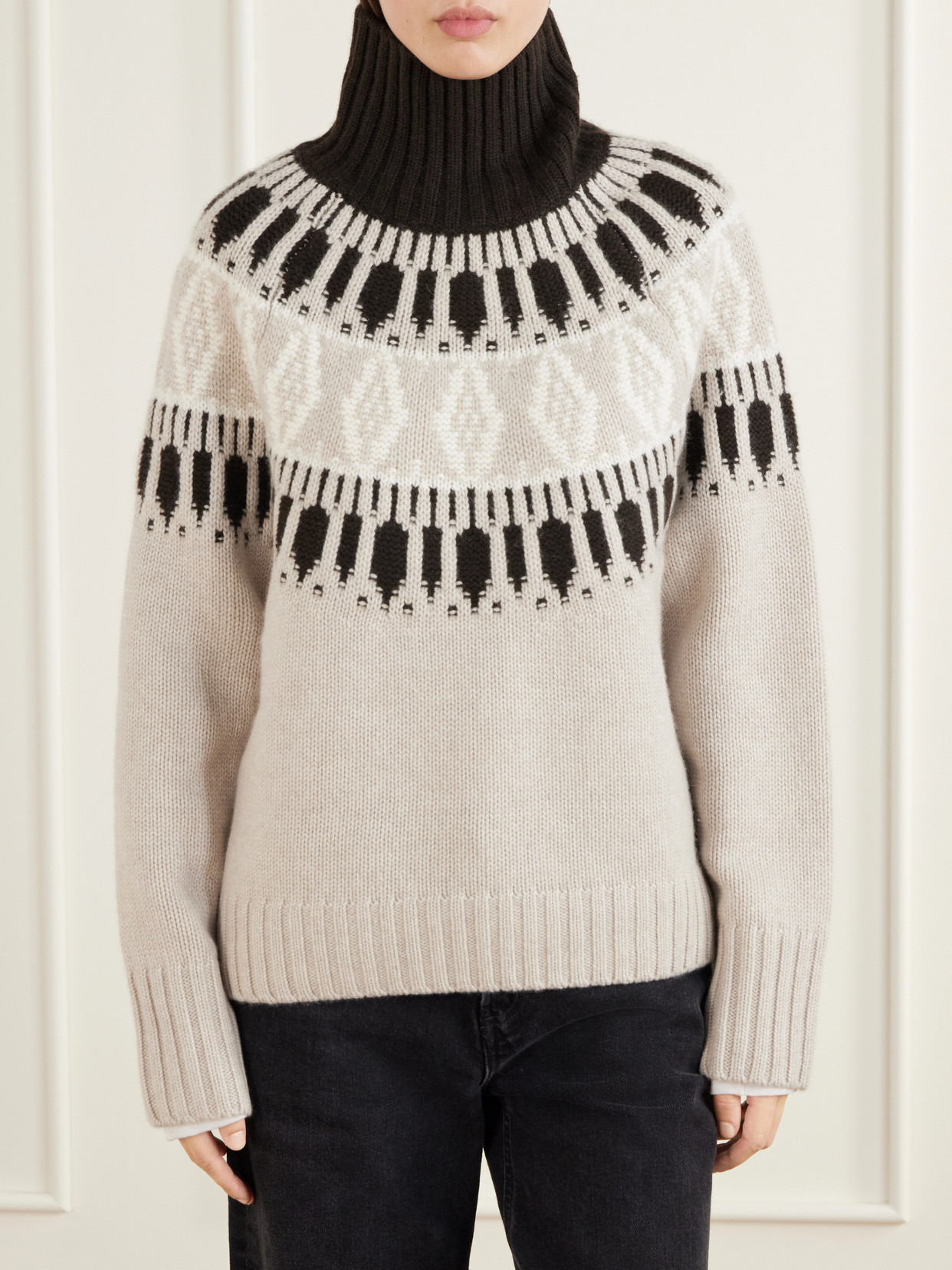Whistler Fair Isle Intarsia-Knit Cashmere Turtleneck Sweater
