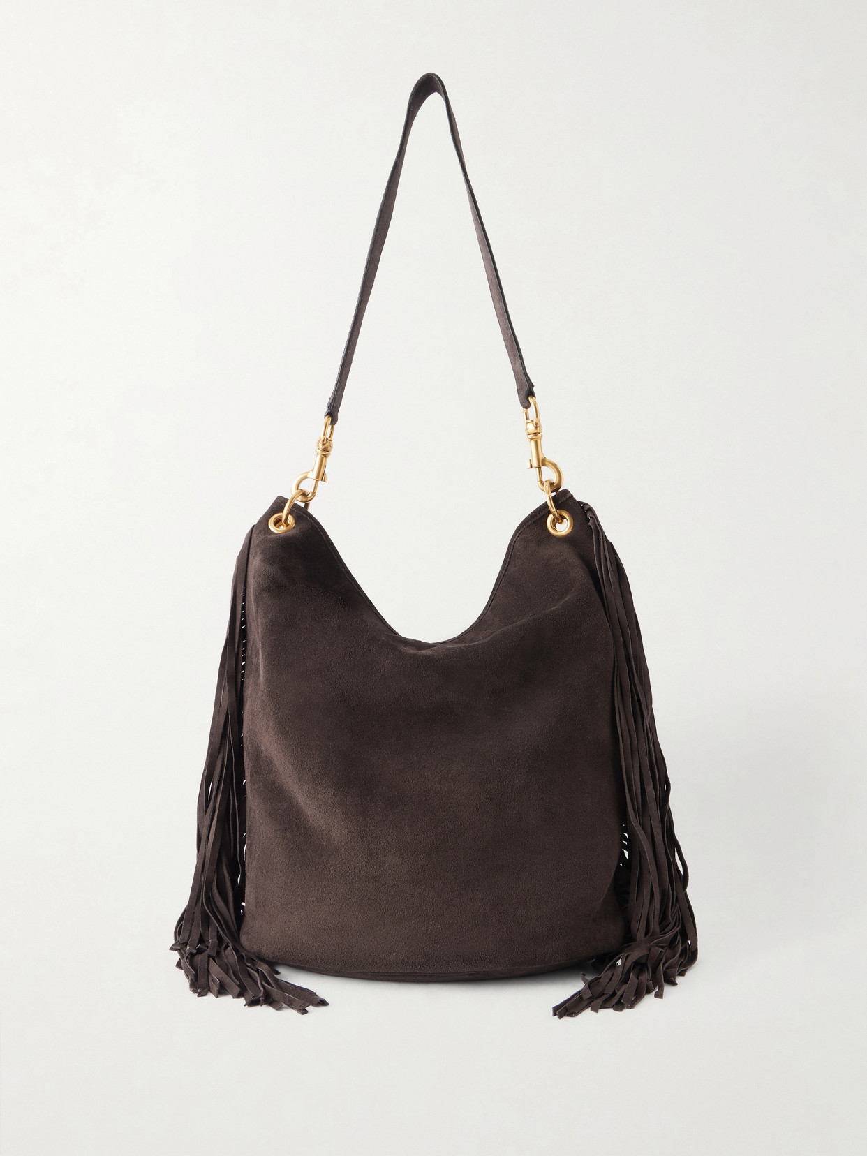 Nili Lotan Asher Fringed Suede Shoulder Bag In Brown