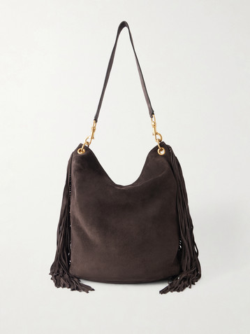 Nili Lotan Asher fringed-trimmed suede shoulder bag