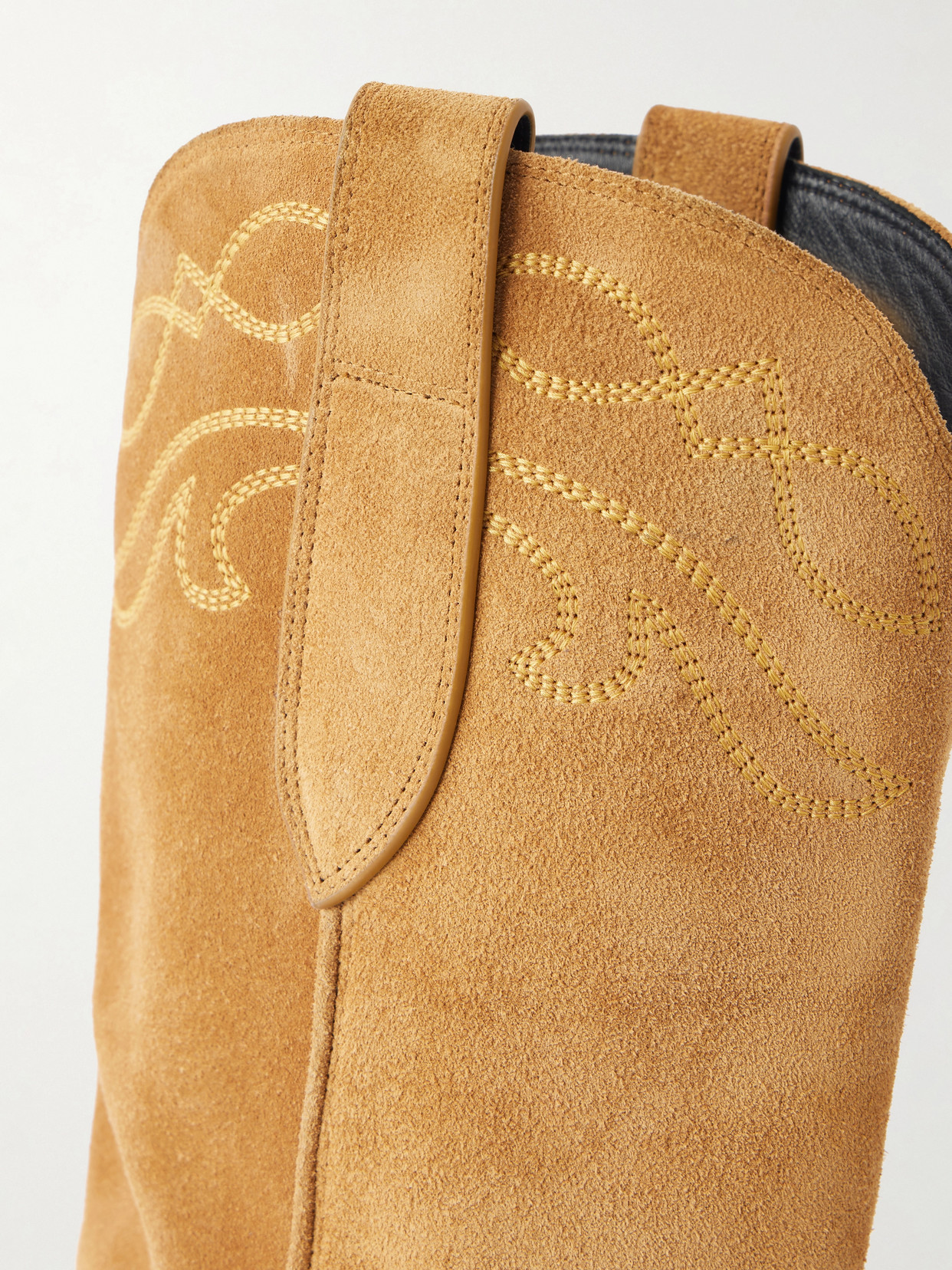 Towns Embroidered Suede Knee Boots