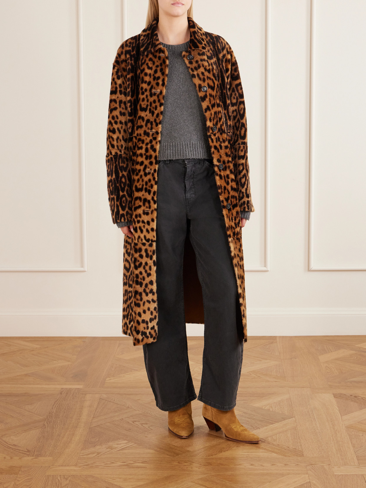 Towns Embroidered Suede Knee Boots
