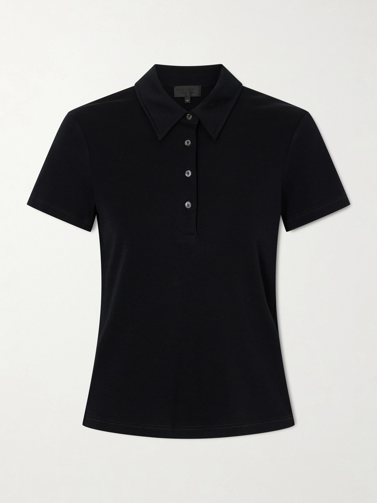 Nili Lotan Trayelle Wool Polo Shirt In Black