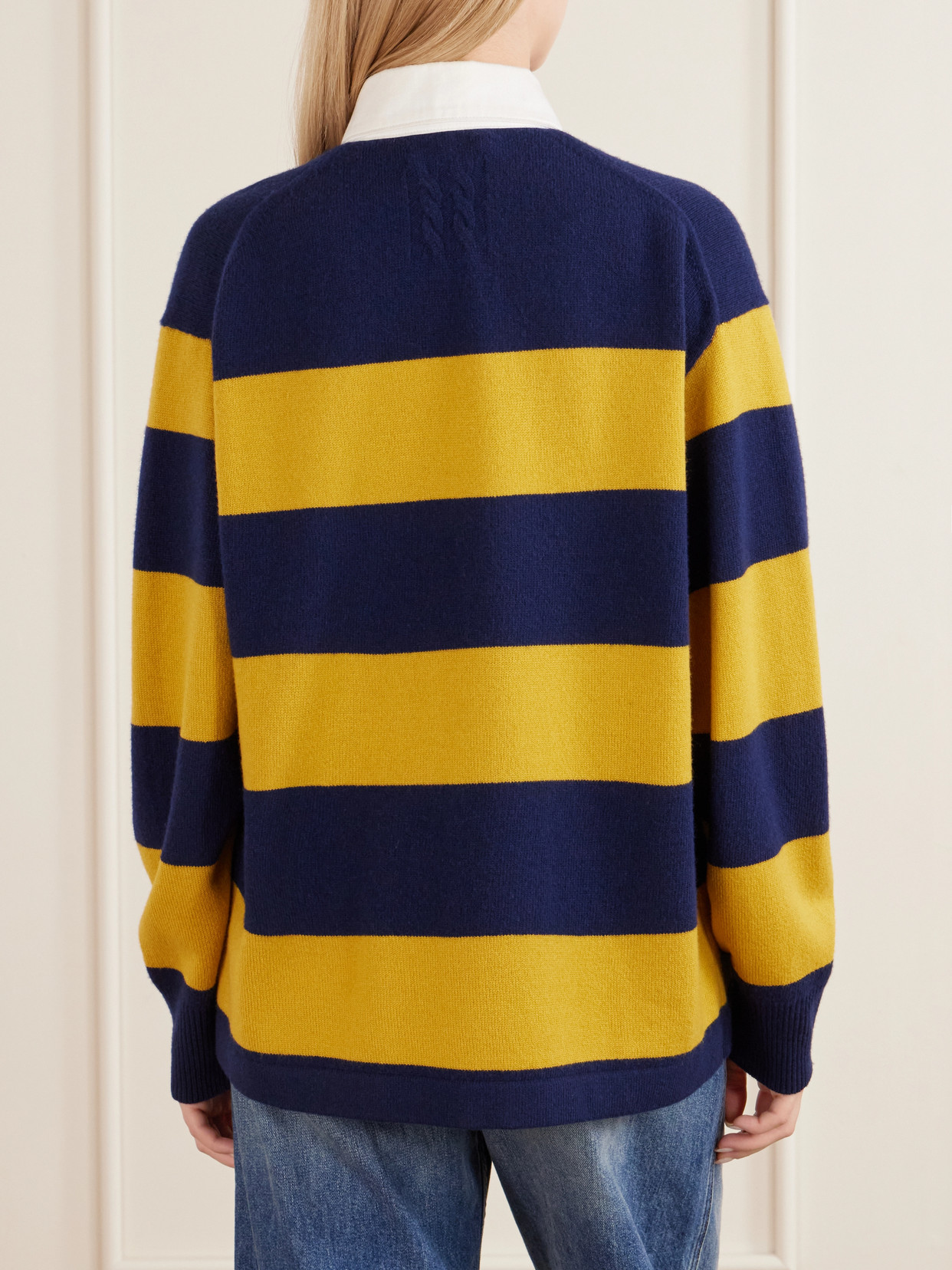 Rashida Striped Wool And Cashmere-Blend Polo Sweater