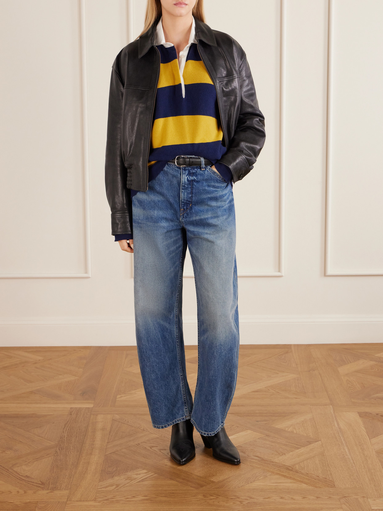 Rashida Striped Wool And Cashmere-Blend Polo Sweater