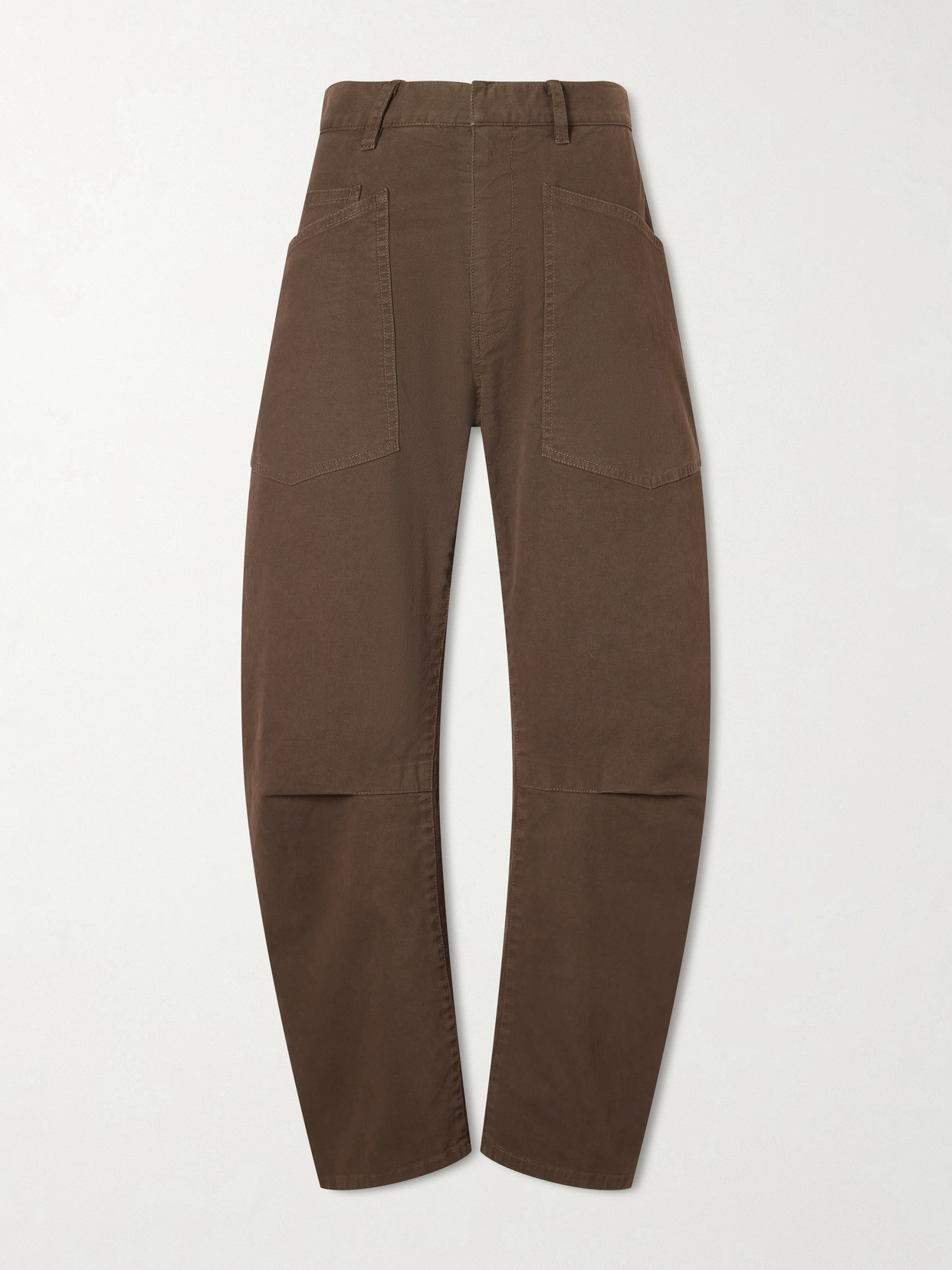 Nili Lotan Shon Cotton-blend Twill Tapered Pants In Brown