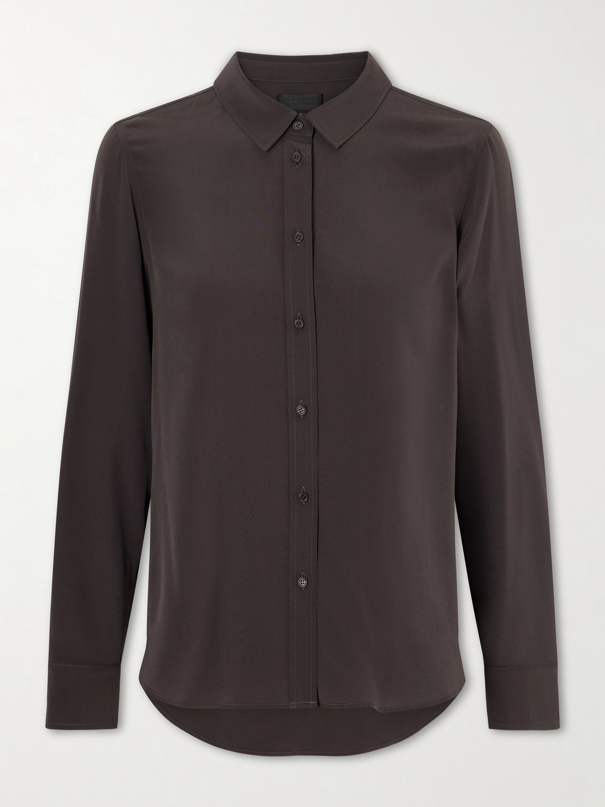 Nili Lotan Gaia Silk Crepe De Chine Shirt In Brown