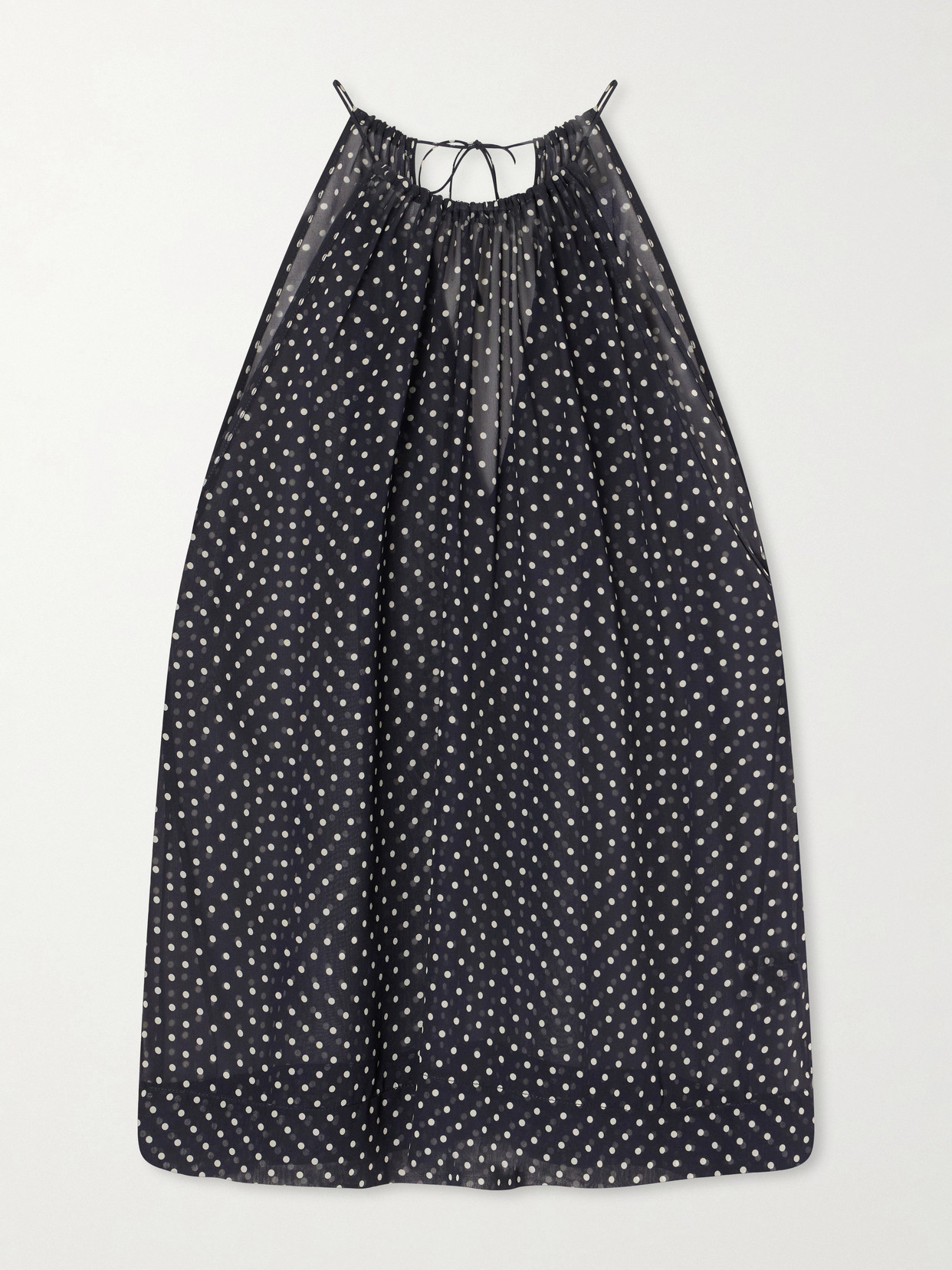 Nili Lotan Nikki Halterneck Polka-dot Silk Tank In Blue