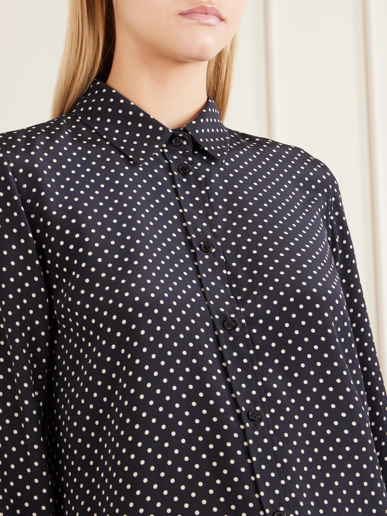 Gaia Polka-Dot Silk-Crepe De Chine Shirt