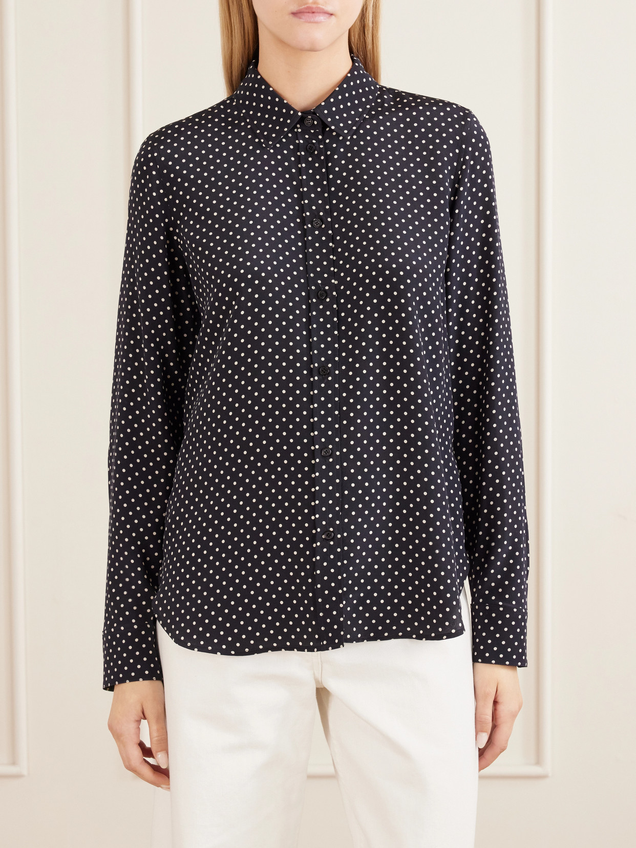 Gaia Polka-Dot Silk-Crepe De Chine Shirt