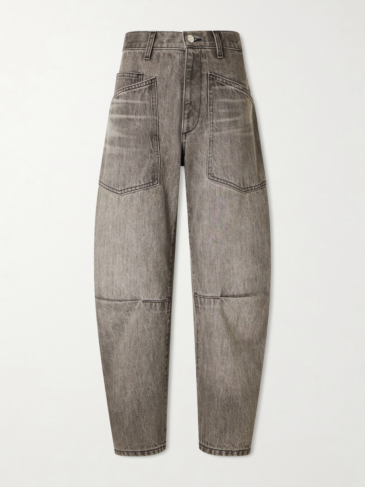 Nili Lotan Shon Mid-rise Barrel-leg Jeans In Gray