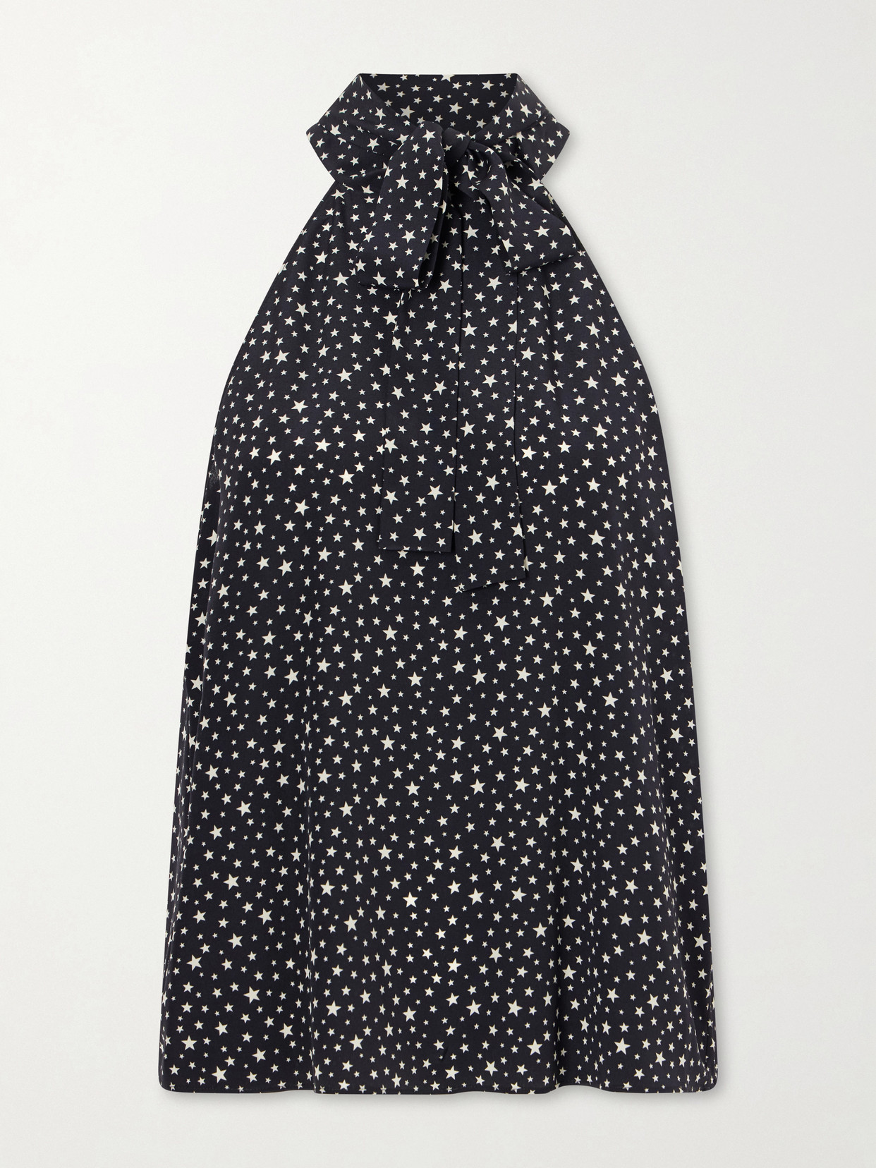 Nili Lotan Alla Polka-star Halterneck Silk Blouse In Black