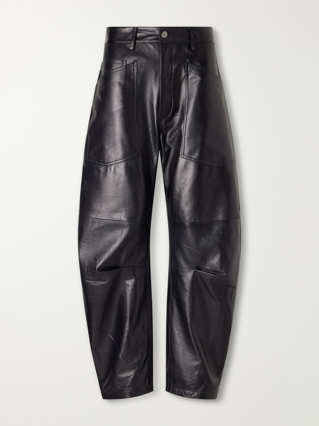 Nili Lotan Shon Leather Barrel-leg Pants In Blue