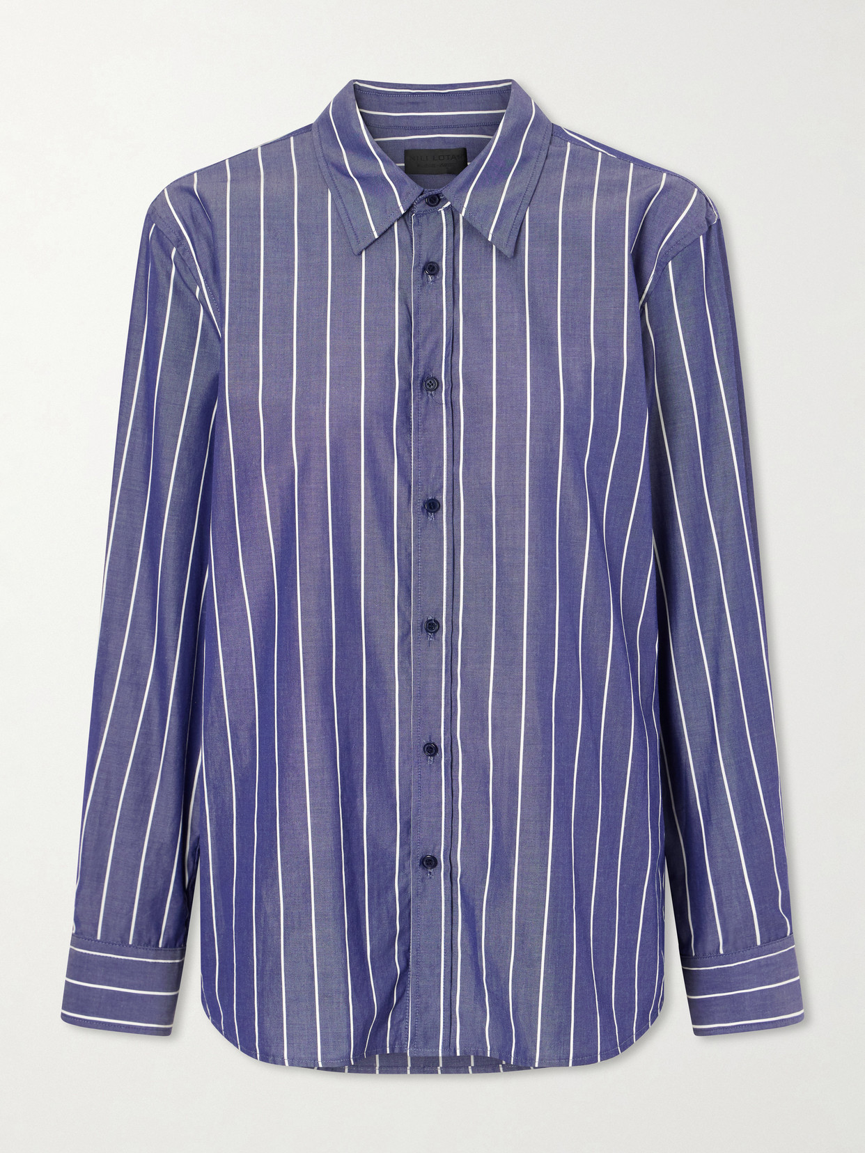 Nili Lotan Raphael Classic Stripped Cotton Shirt In Blue