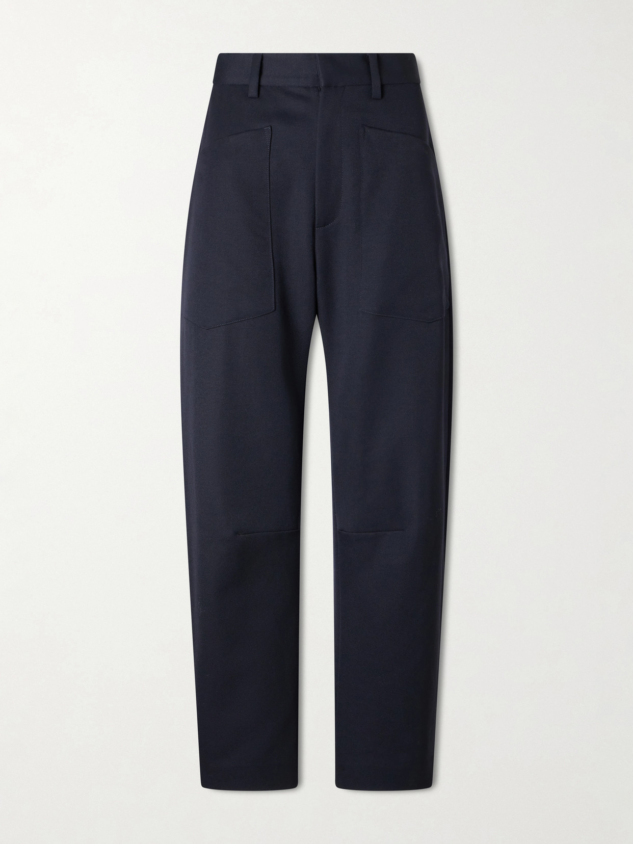 Nili Lotan Shon Wool-gabardine Straight-leg Pants In Blue