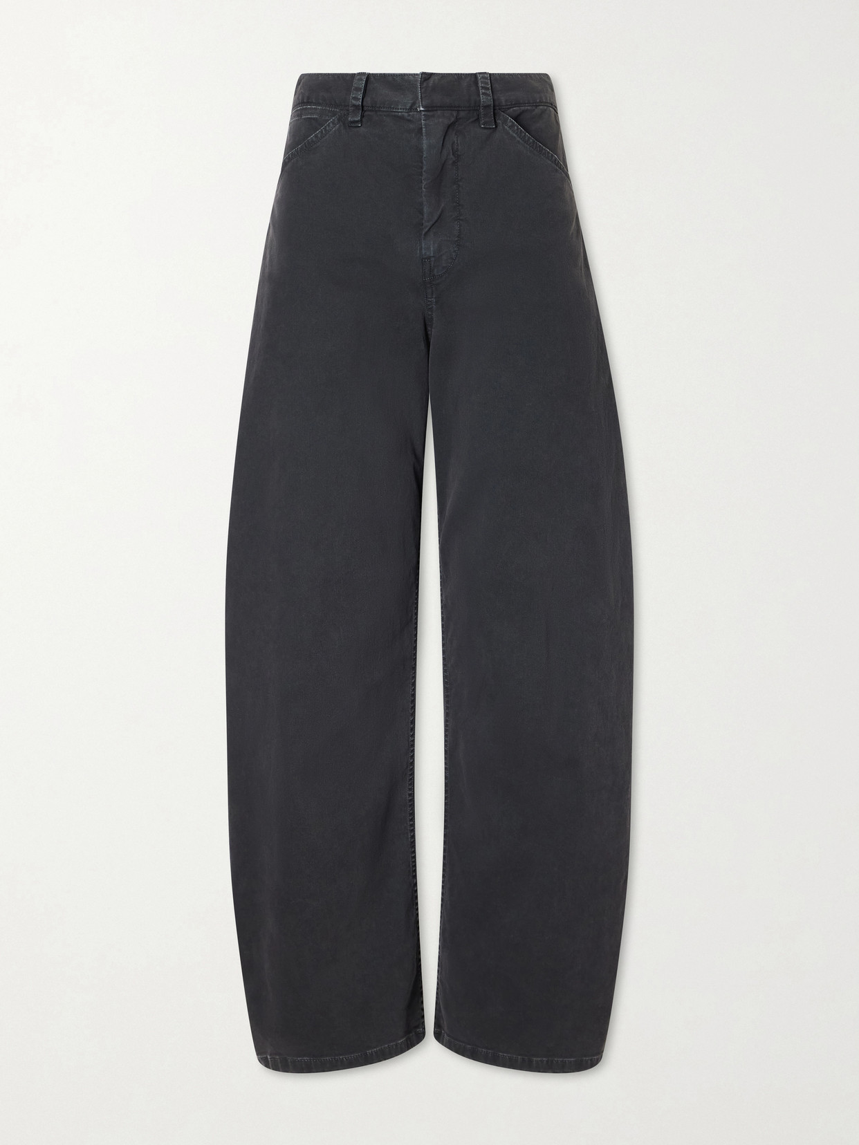Nili Lotan - Tribeca Brushed Cotton-blend Twill Barrel-leg Pants - Black