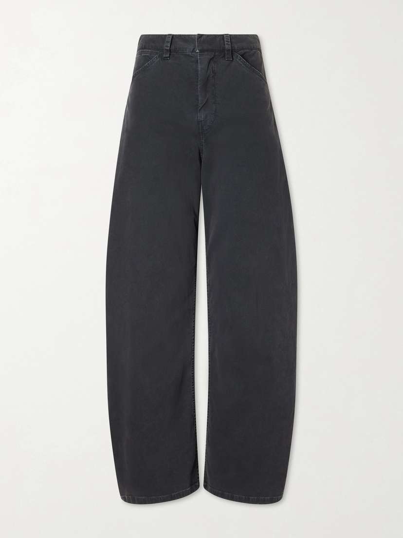 Nili Lotan Tribeca Brushed Cotton-blend Twill Barrel-leg Pants