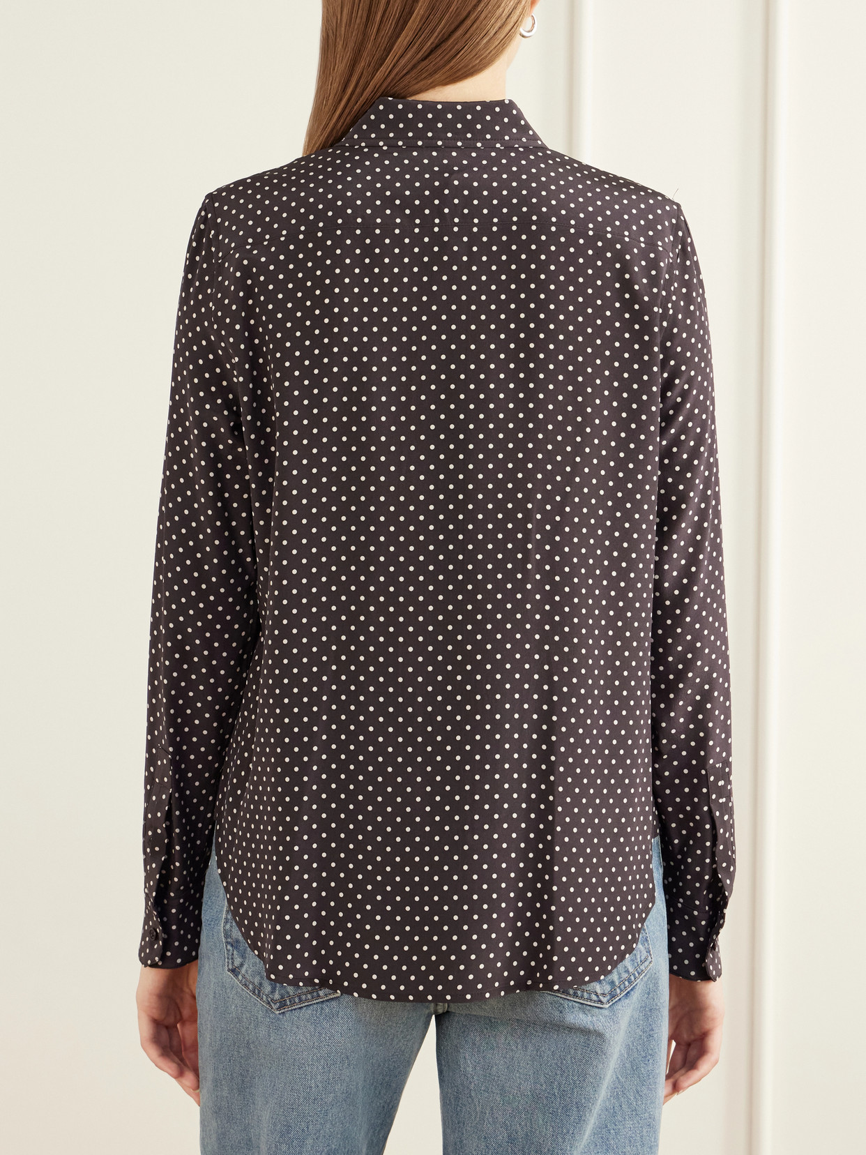 Gaia Polk-Dot Silk-Crepe De Chine Shirt