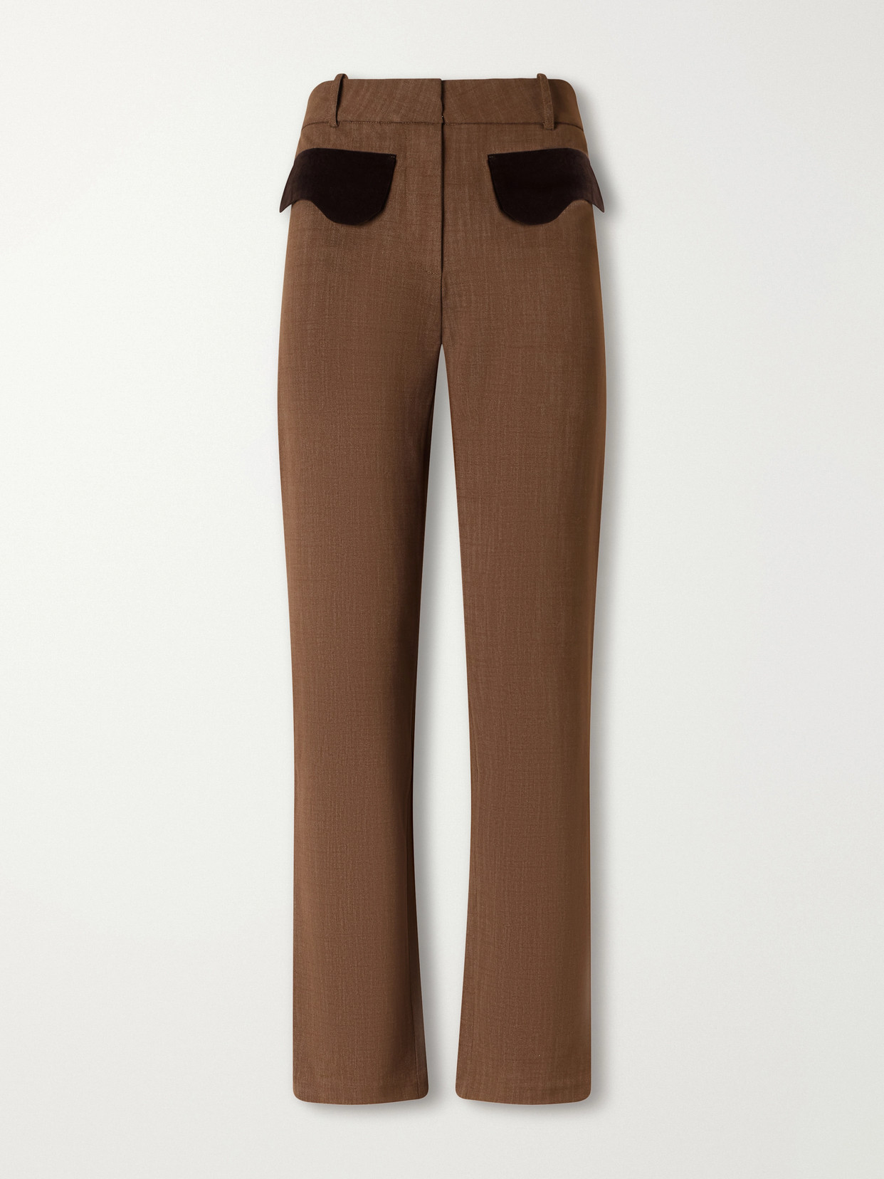 D'estree Tina Crepe Straight-leg Pants In Brown