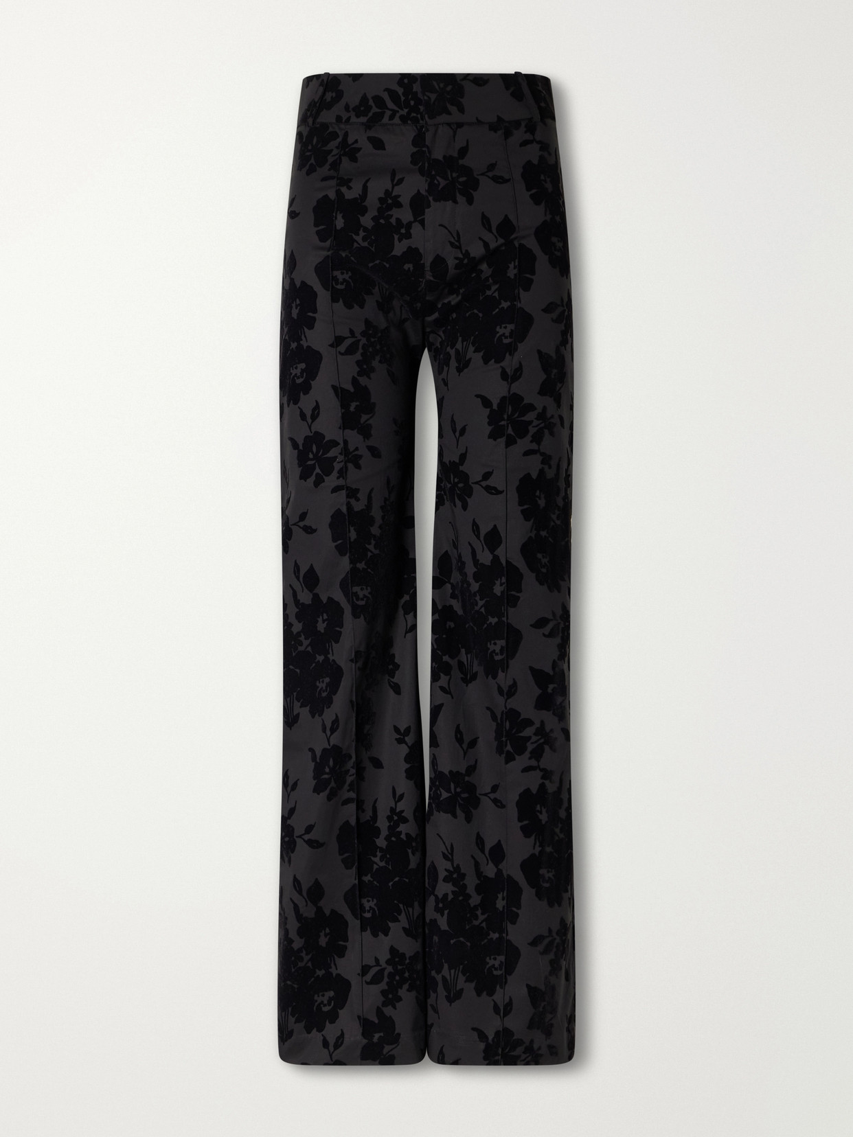 D'estree Yoshitomo Flocked Straight-leg Pants In Black
