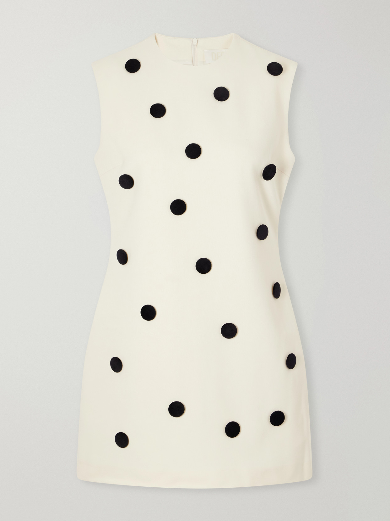 D'estree Carole Polka-dot Crepe Mini Dress In White