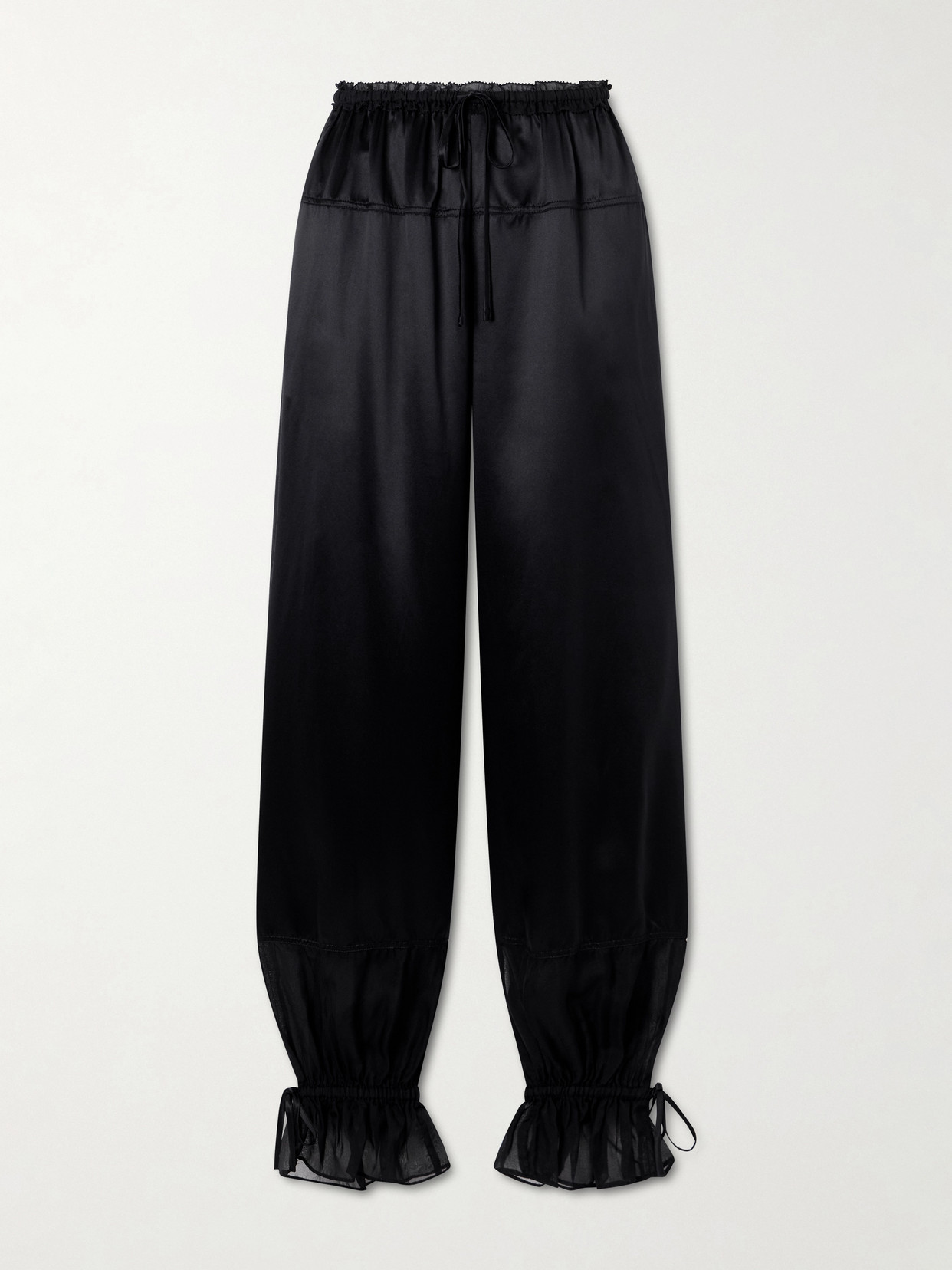 Ulla Johnson - Camile Cinched Ruffled Silk Balloon Pants - Black