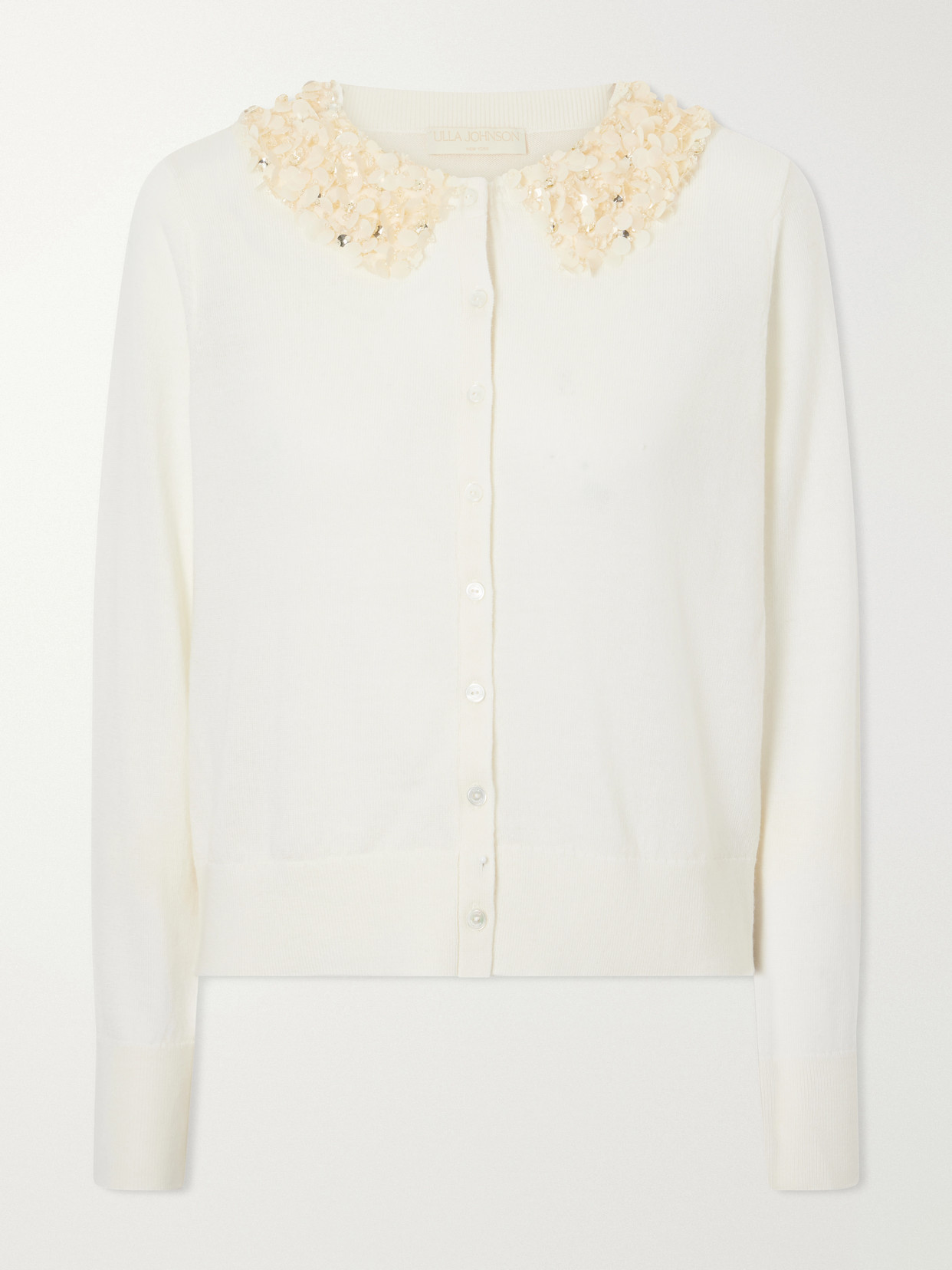 Ulla Johnson Anna Embellished Merino Wool Cardigan In Neutrals