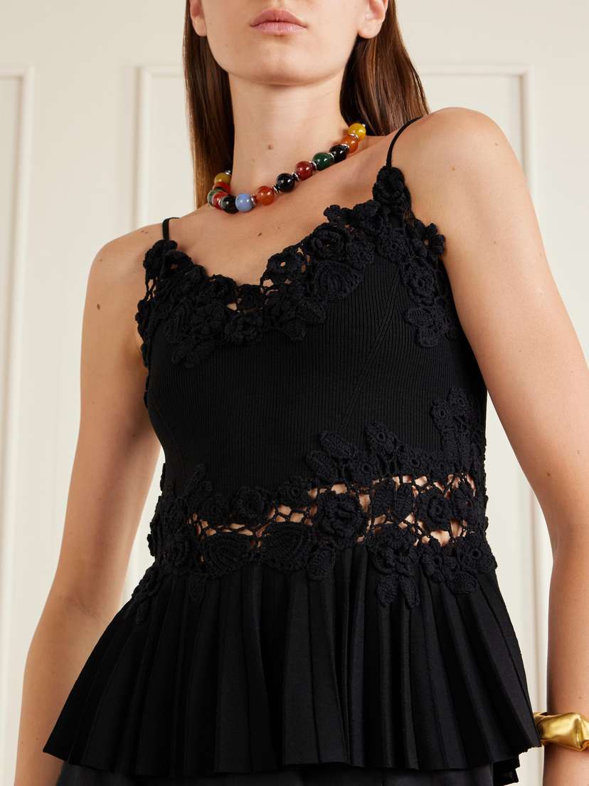 Ulla Johnson Estelle Pleated Crochet-trimmed Ribbed Jersey Tank | Thumbnail 4 Ulla Johnson Estelle Pleated Crochet-trimmed Ribbed Jersey Tank | Thumbnail 4