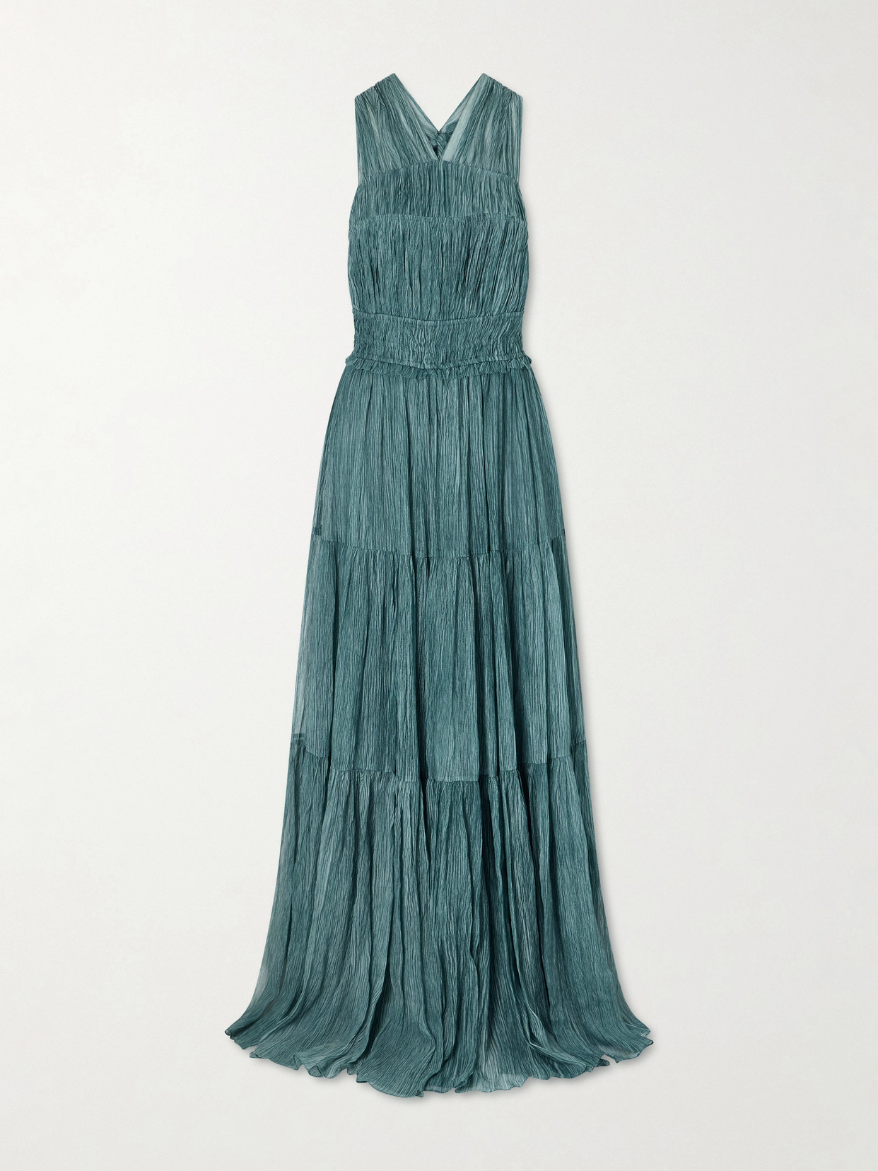 Ulla Johnson Freesia Tiered Silk-crepon Gown In Blue