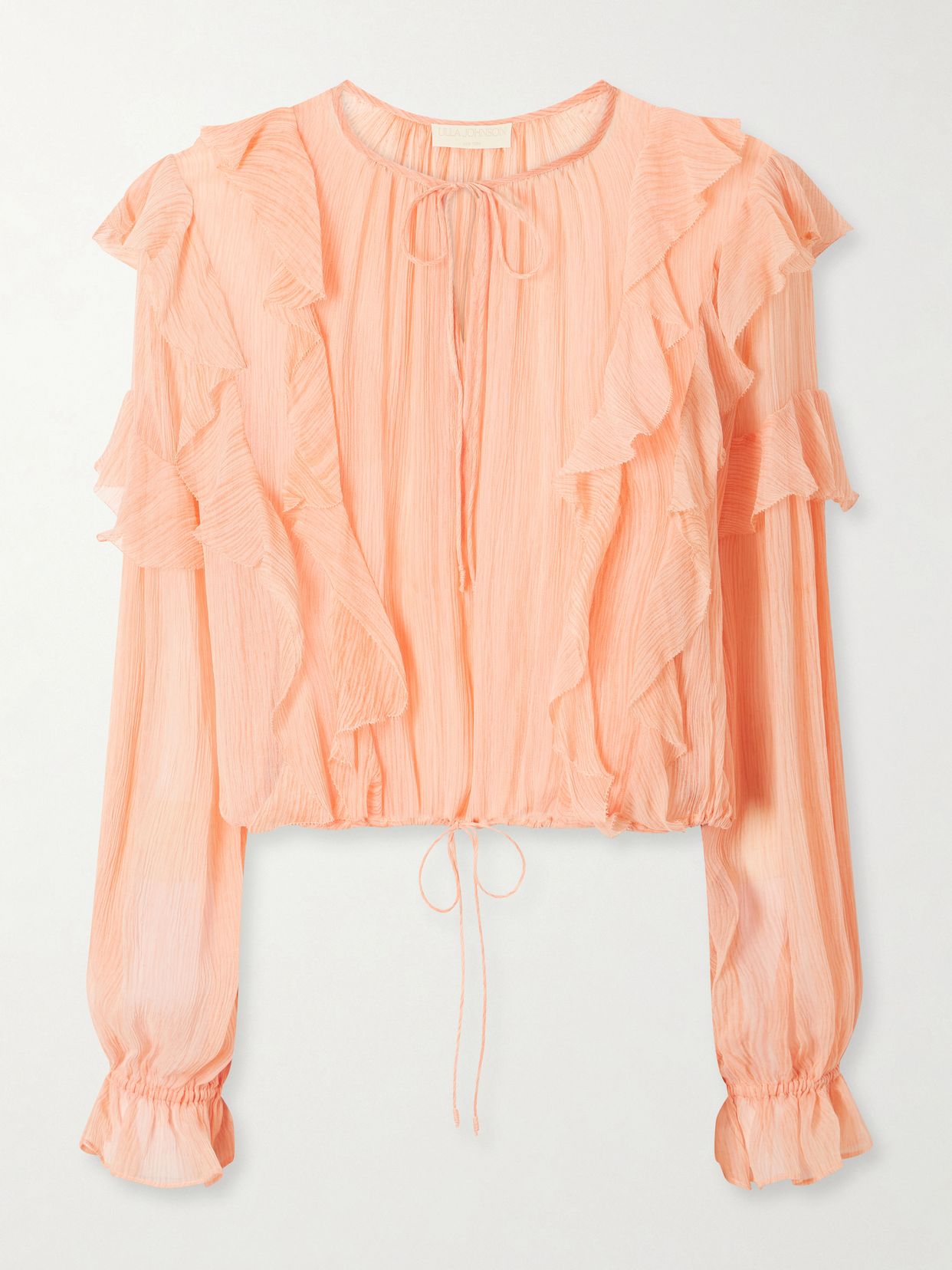 delfina cropped ruffled silk crepon blouse
