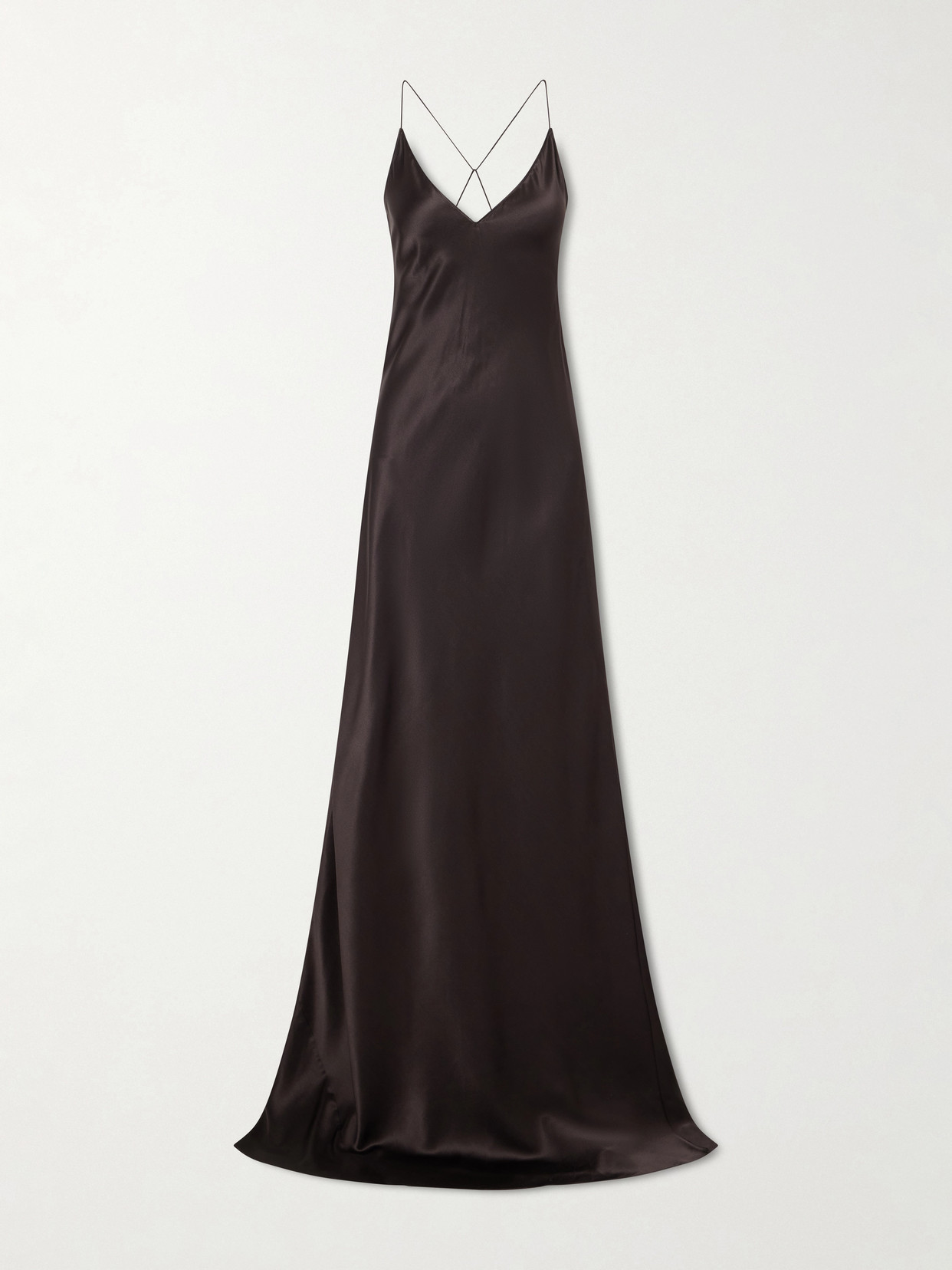 Nili Lotan Ira Silk-charmeuse Gown In Brown